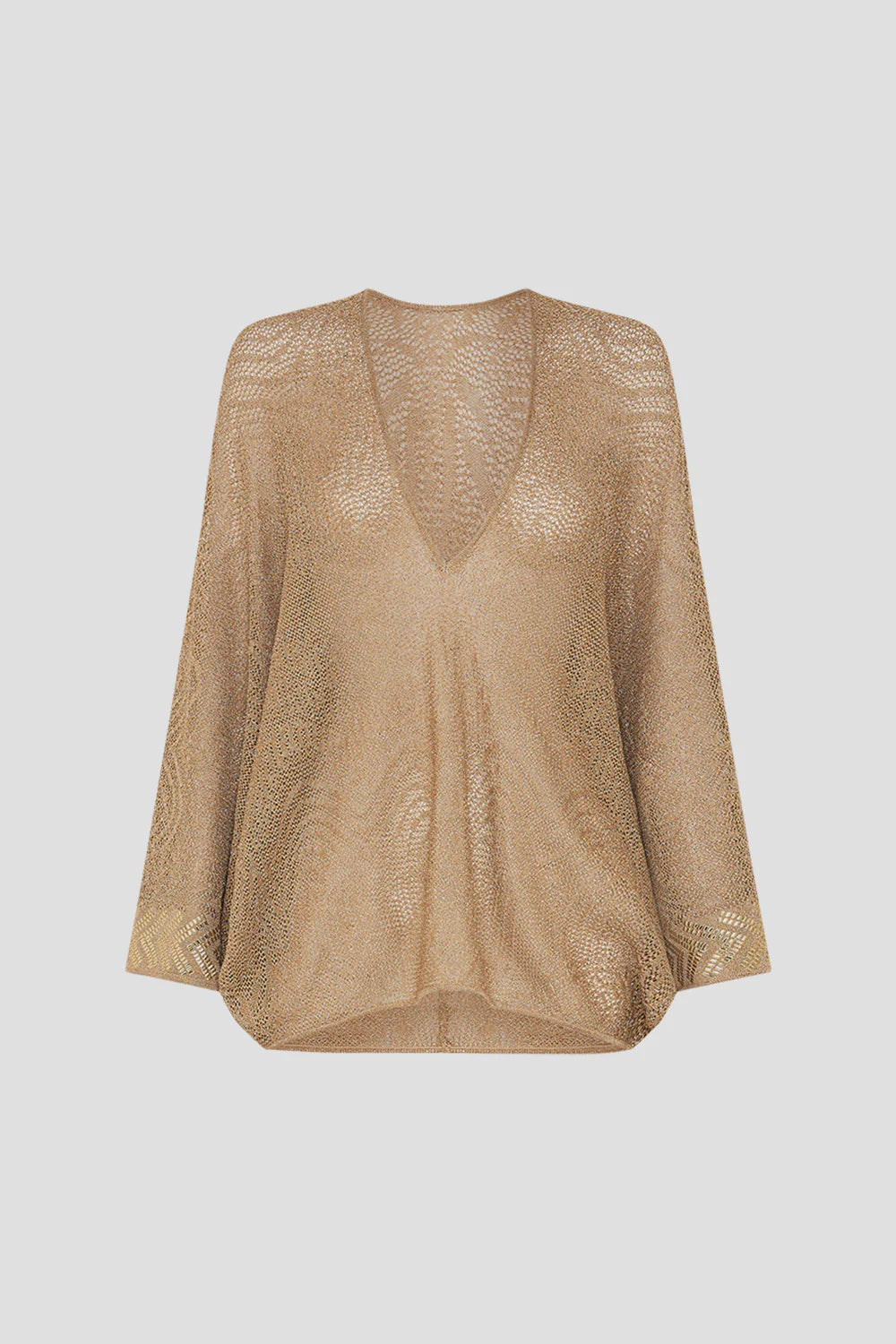 Relaxed V Neck Knit Pointelle Top Valley Of The Kings