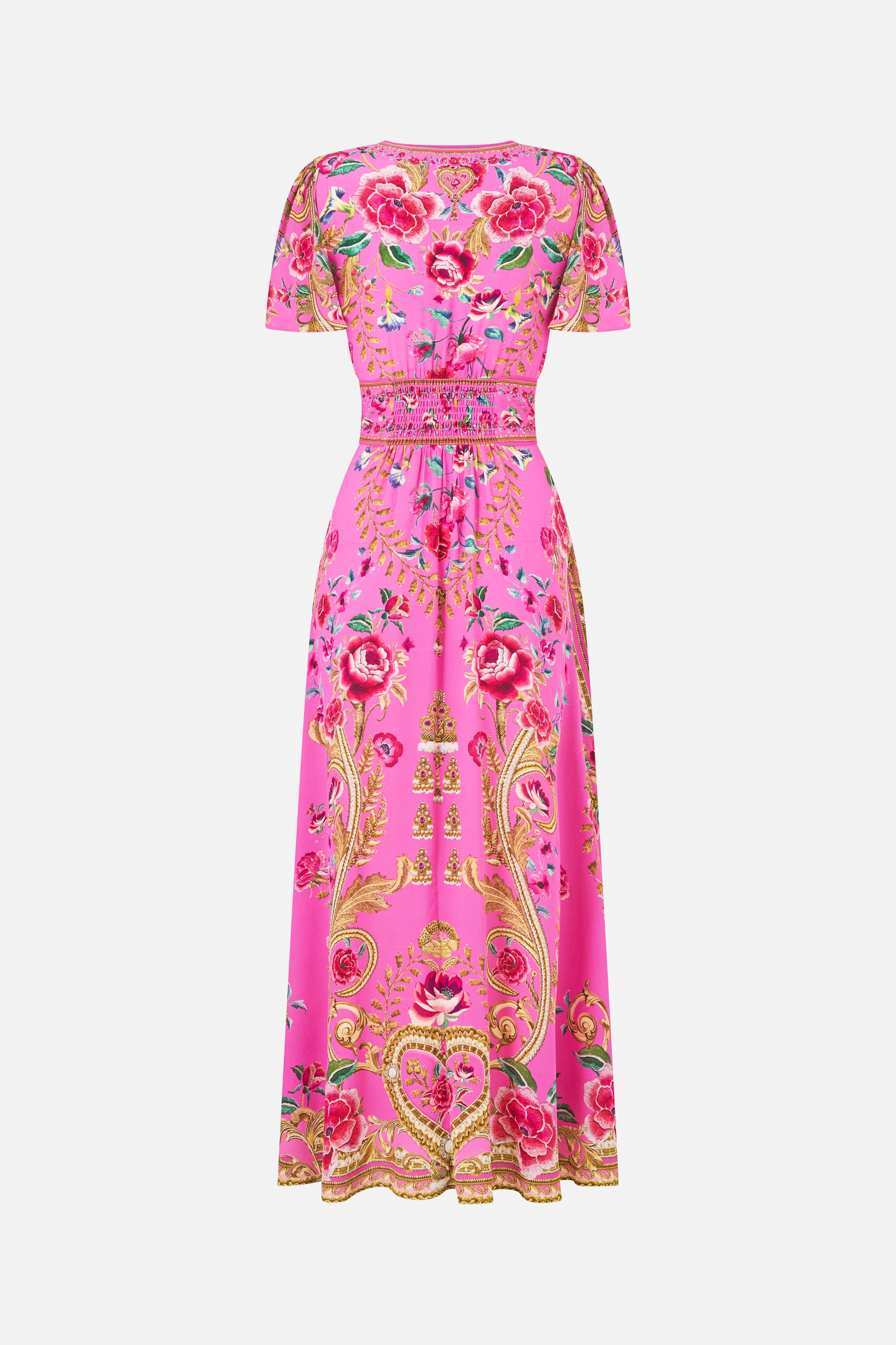 V-Neck Tie Front Midi Dress Matadora Flora