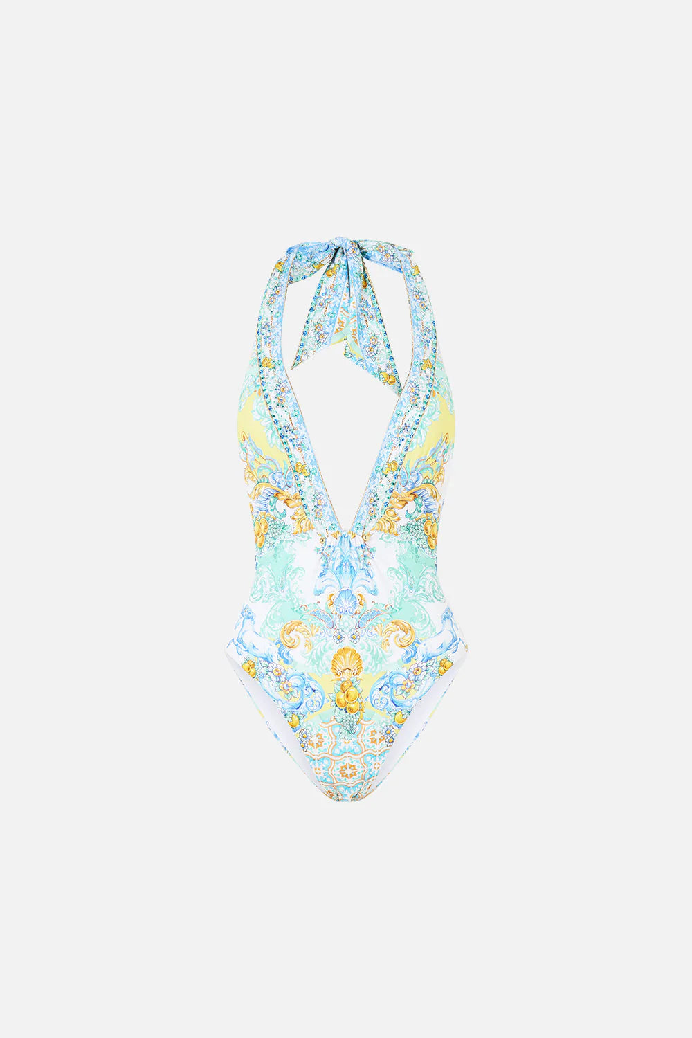 Plunge Halter One Piece With Bar Front Trim Dial Up The Tiles