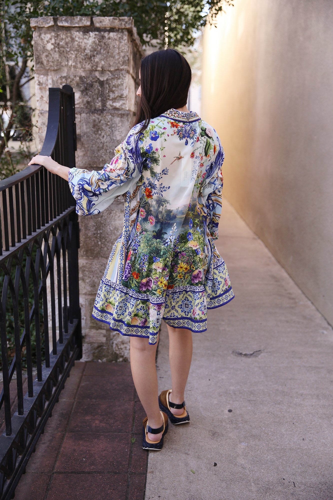 Long Sleeve Tiered Short Dress Wall To Wall Wonders C