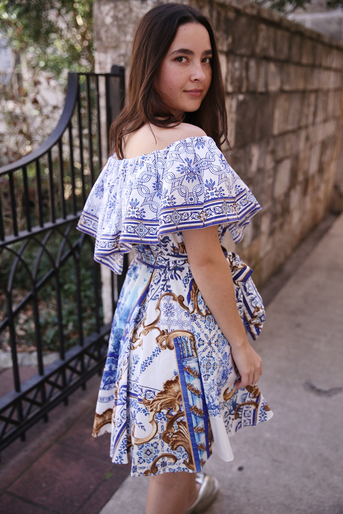 Shoulder Frill Short Dress