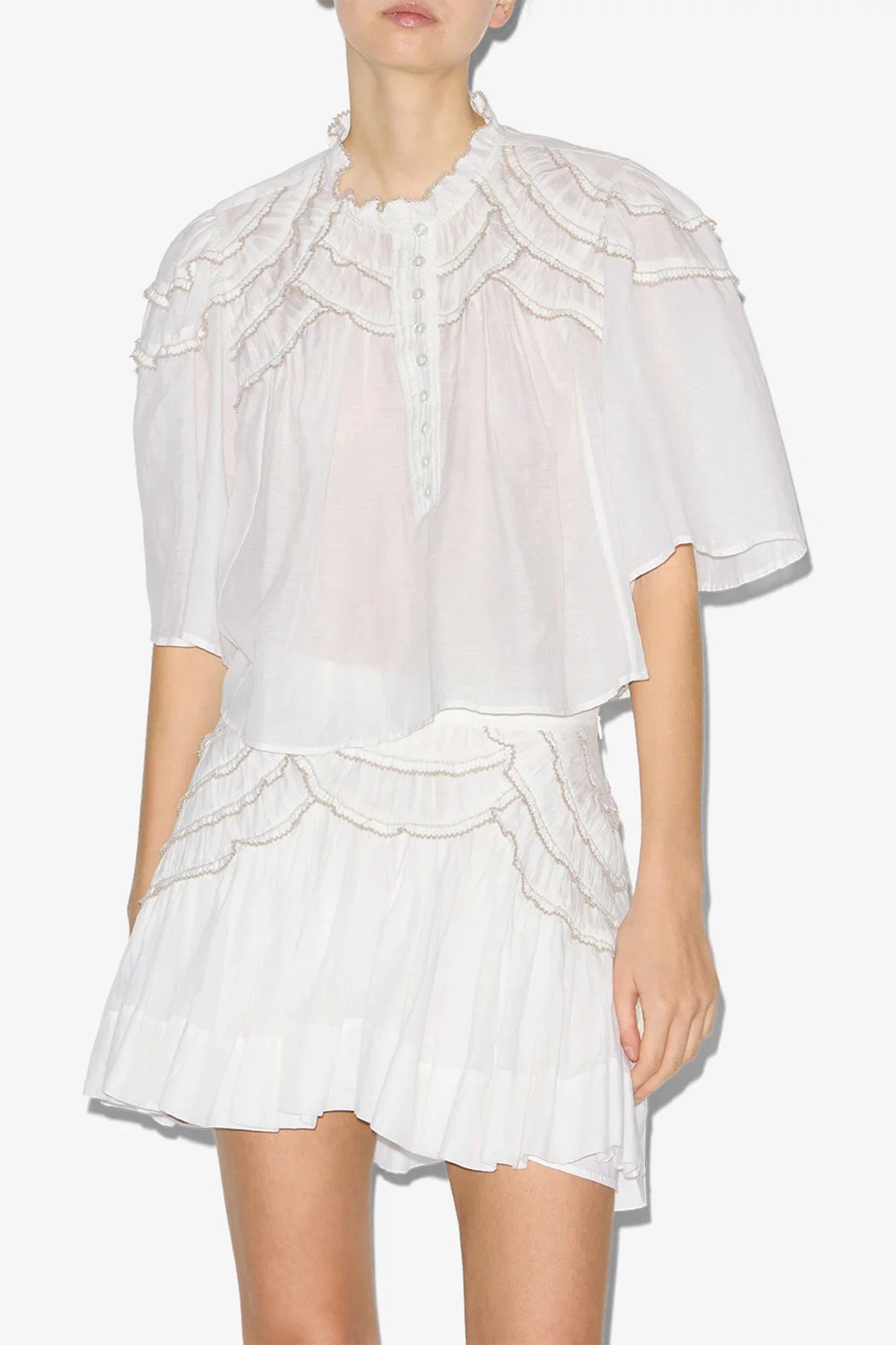 Carmen Gathered Cotton Voile Top