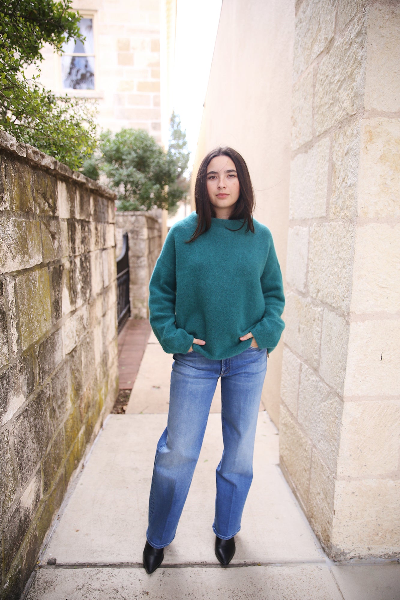 Cashmere Silk Bliss Funnel Neck Box-Top
