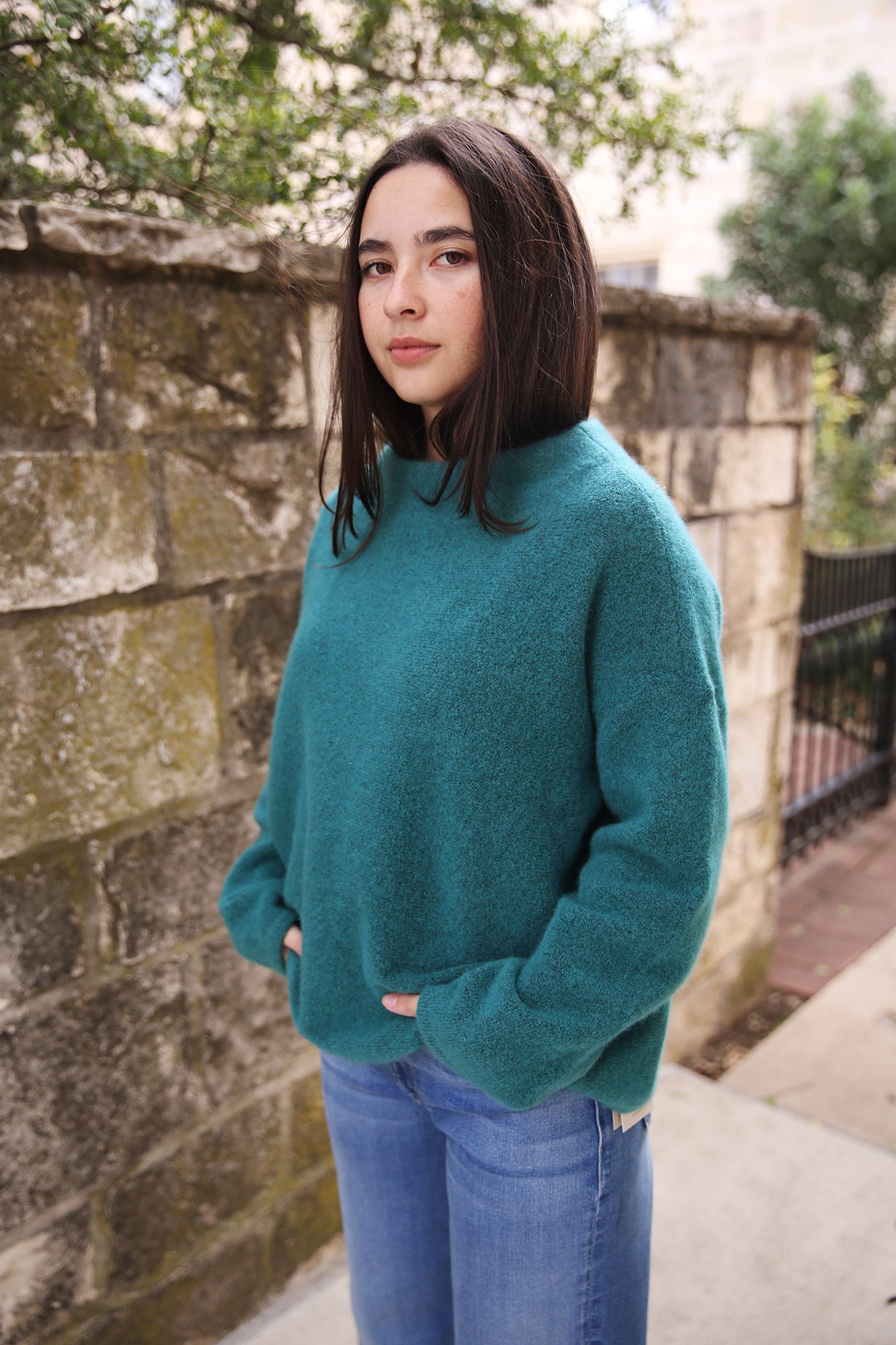 Cashmere Silk Bliss Funnel Neck Box-Top