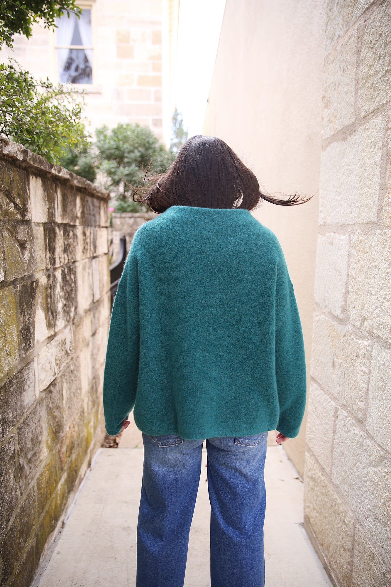 Cashmere Silk Bliss Funnel Neck Box-Top