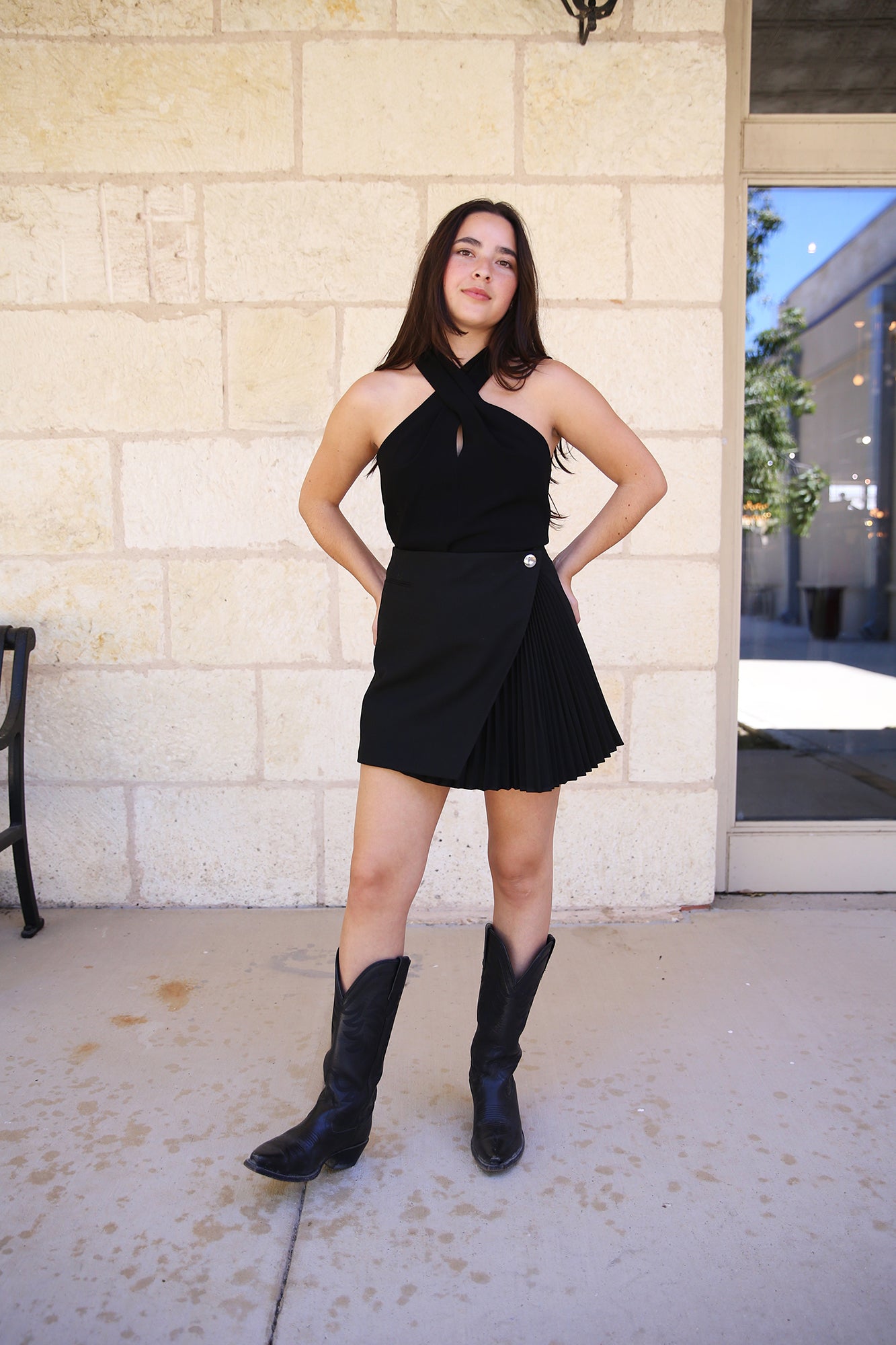 Callen Pleated Mini Skirt Black