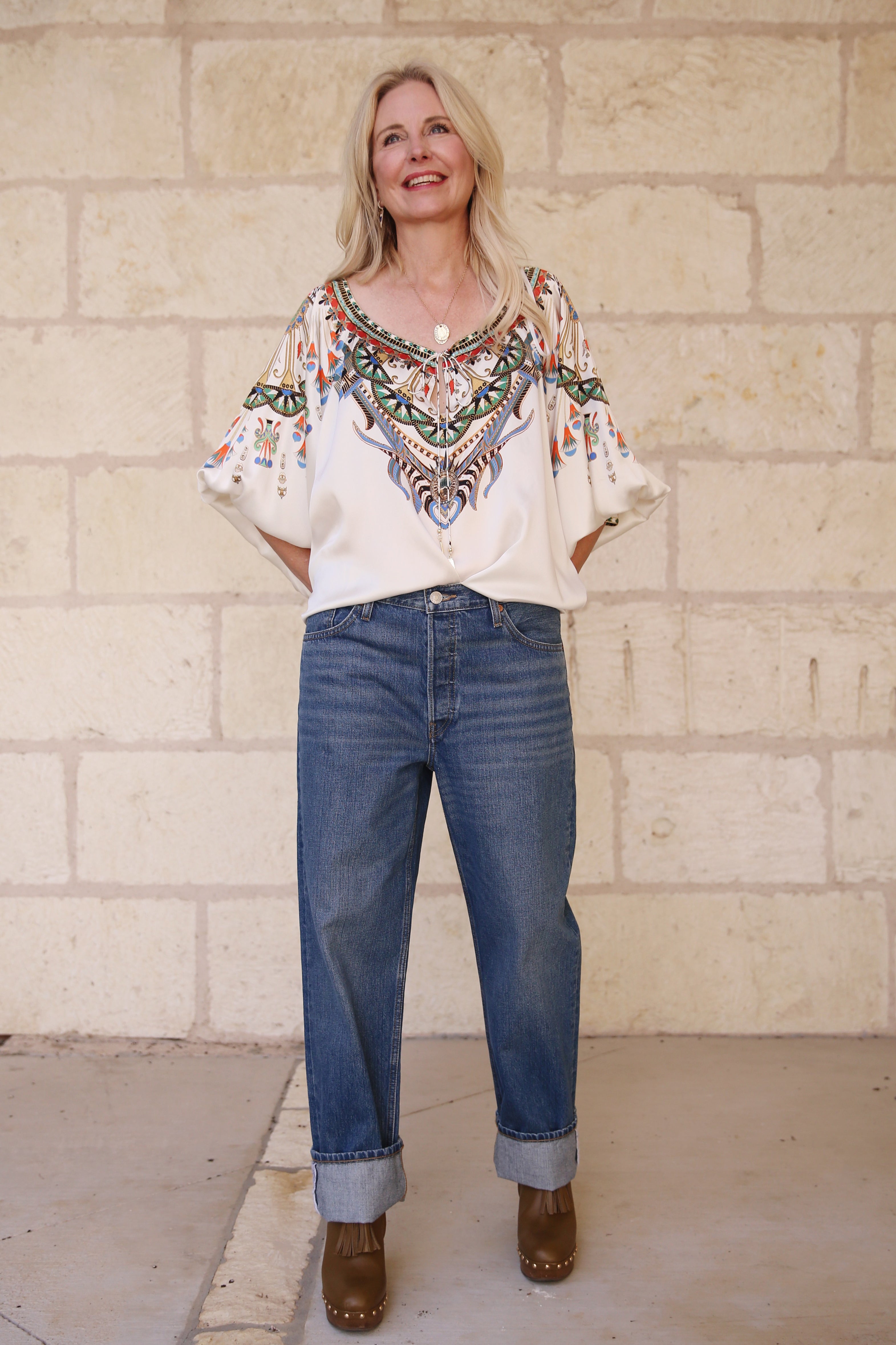 Raglan Sleeve Blouse With Cuff Valley Of The Queens OS