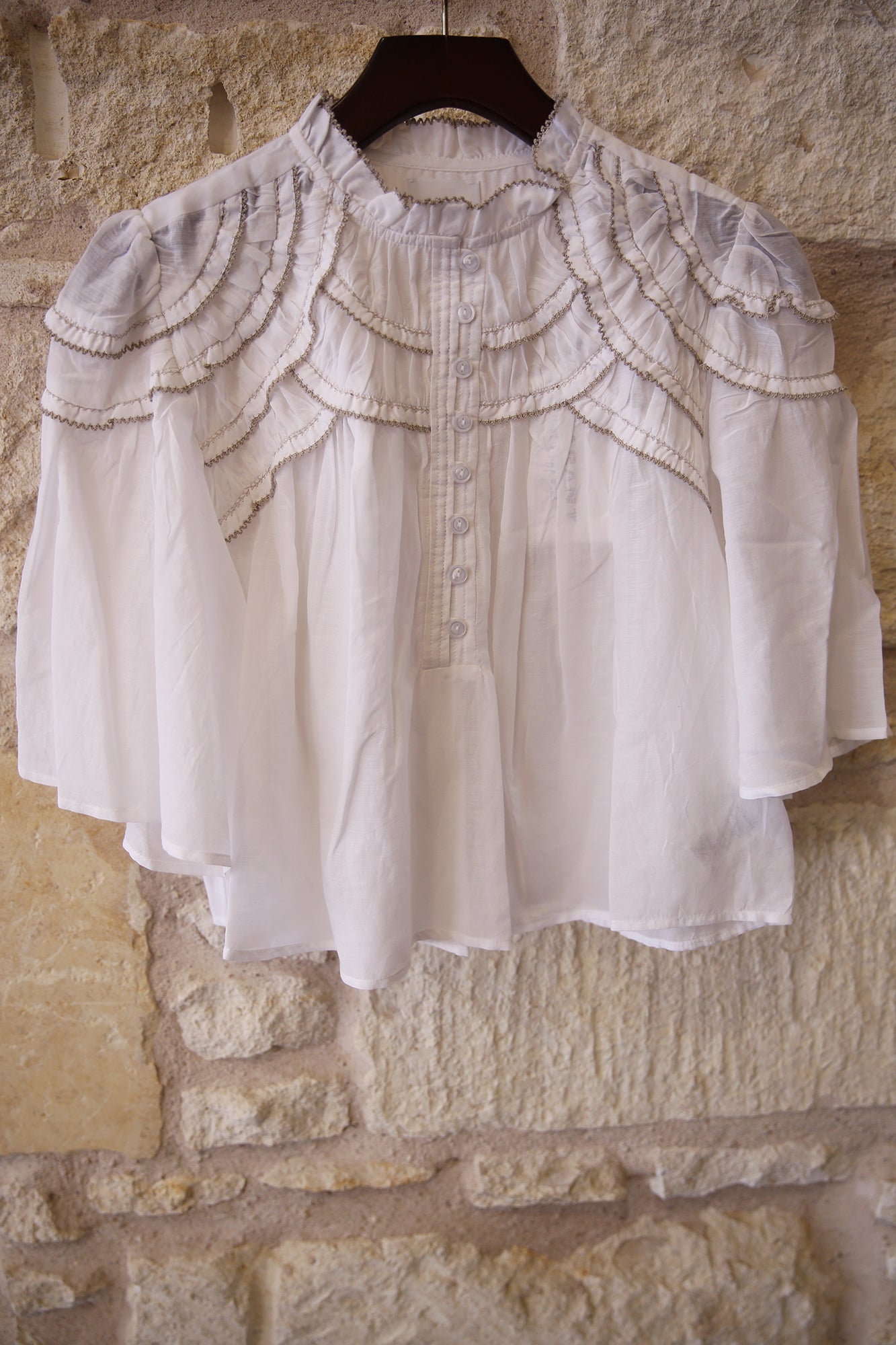 Carmen Gathered Cotton Voile Top