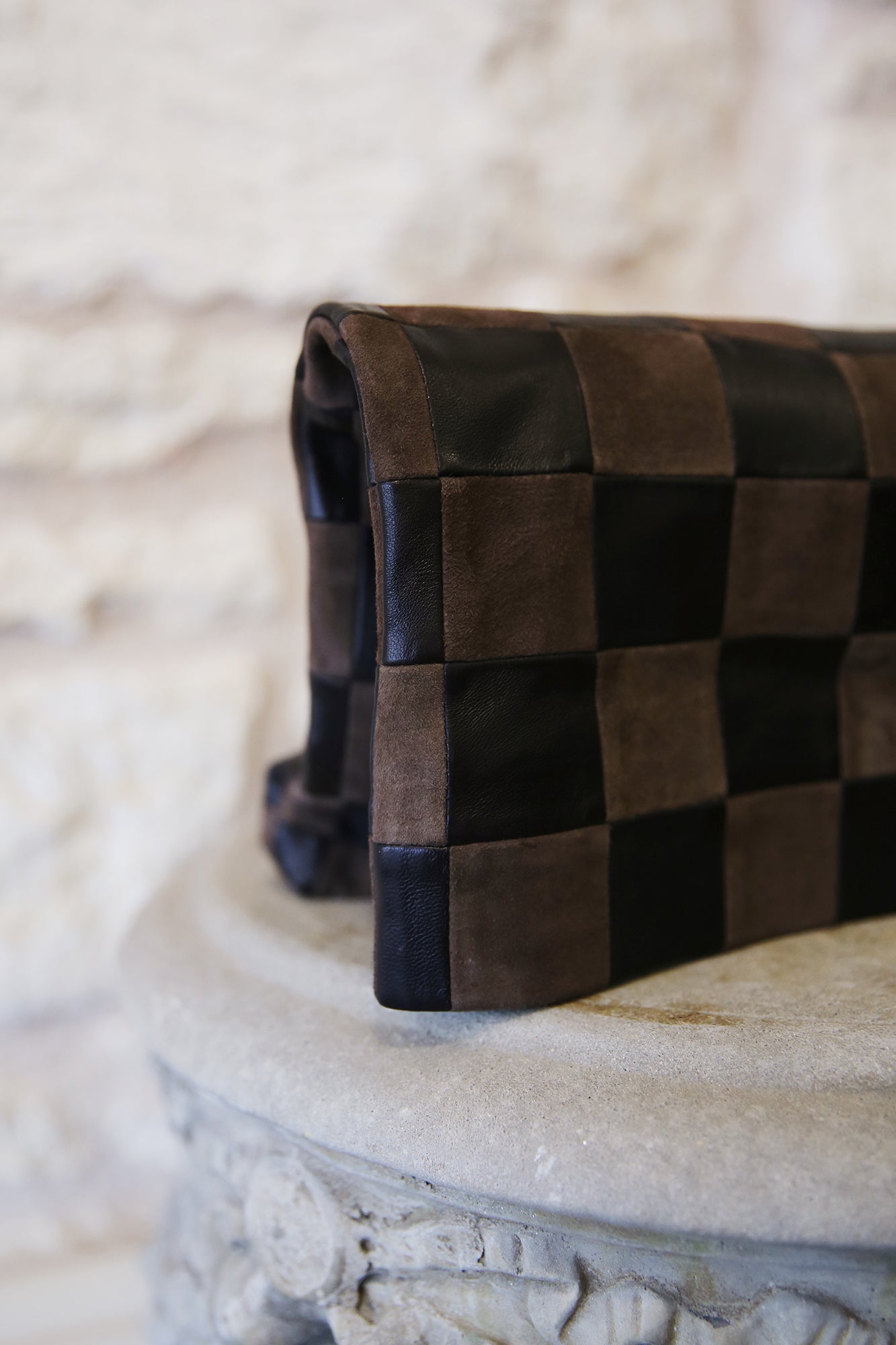Carryall Clutch W/Tabs Black/Chocolate Oversized Checker