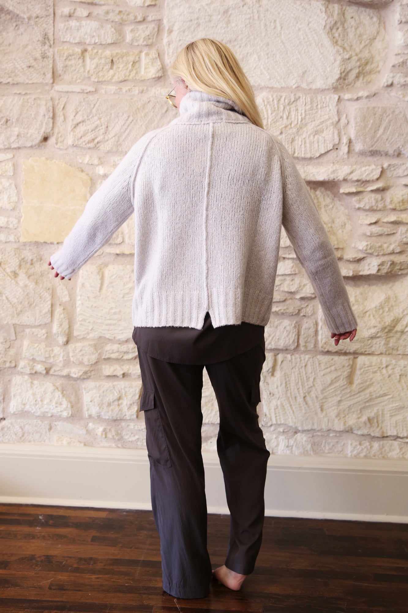Cashmere Wool Blend Turtleneck Soft Orchid
