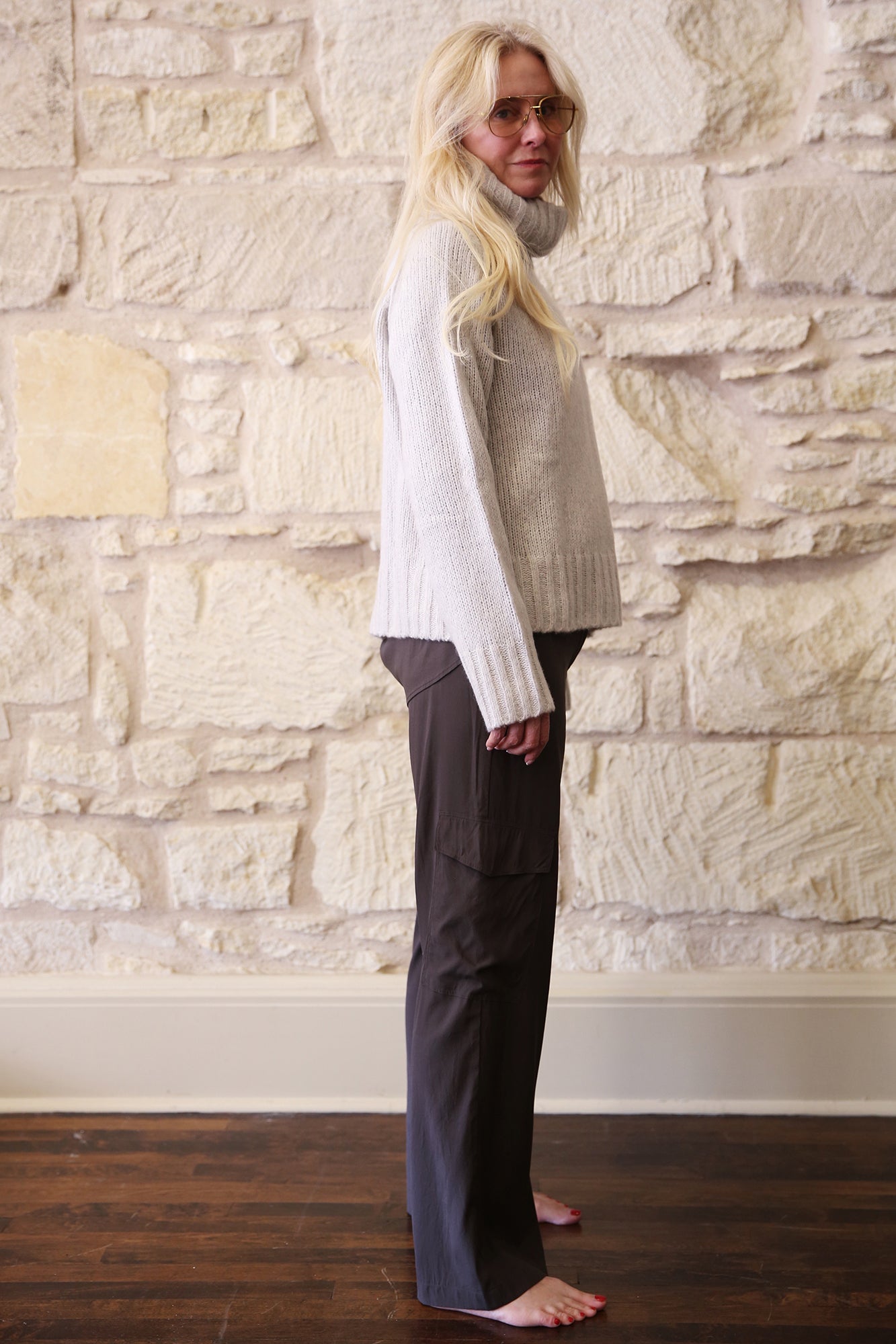Cashmere Wool Blend Turtleneck Soft Orchid