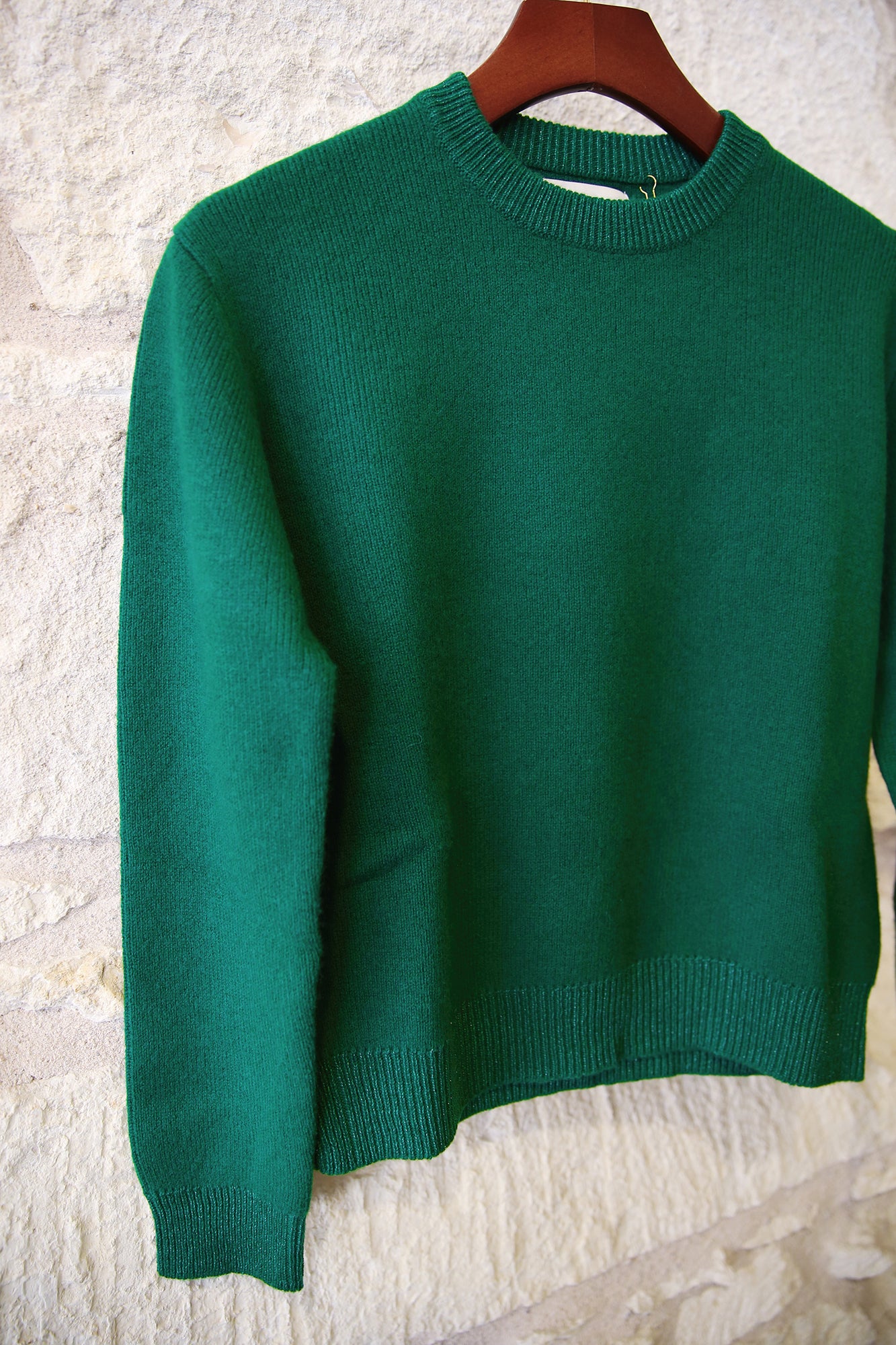 Cashmere Wool Contrast Lurex Rib Crew Sweater