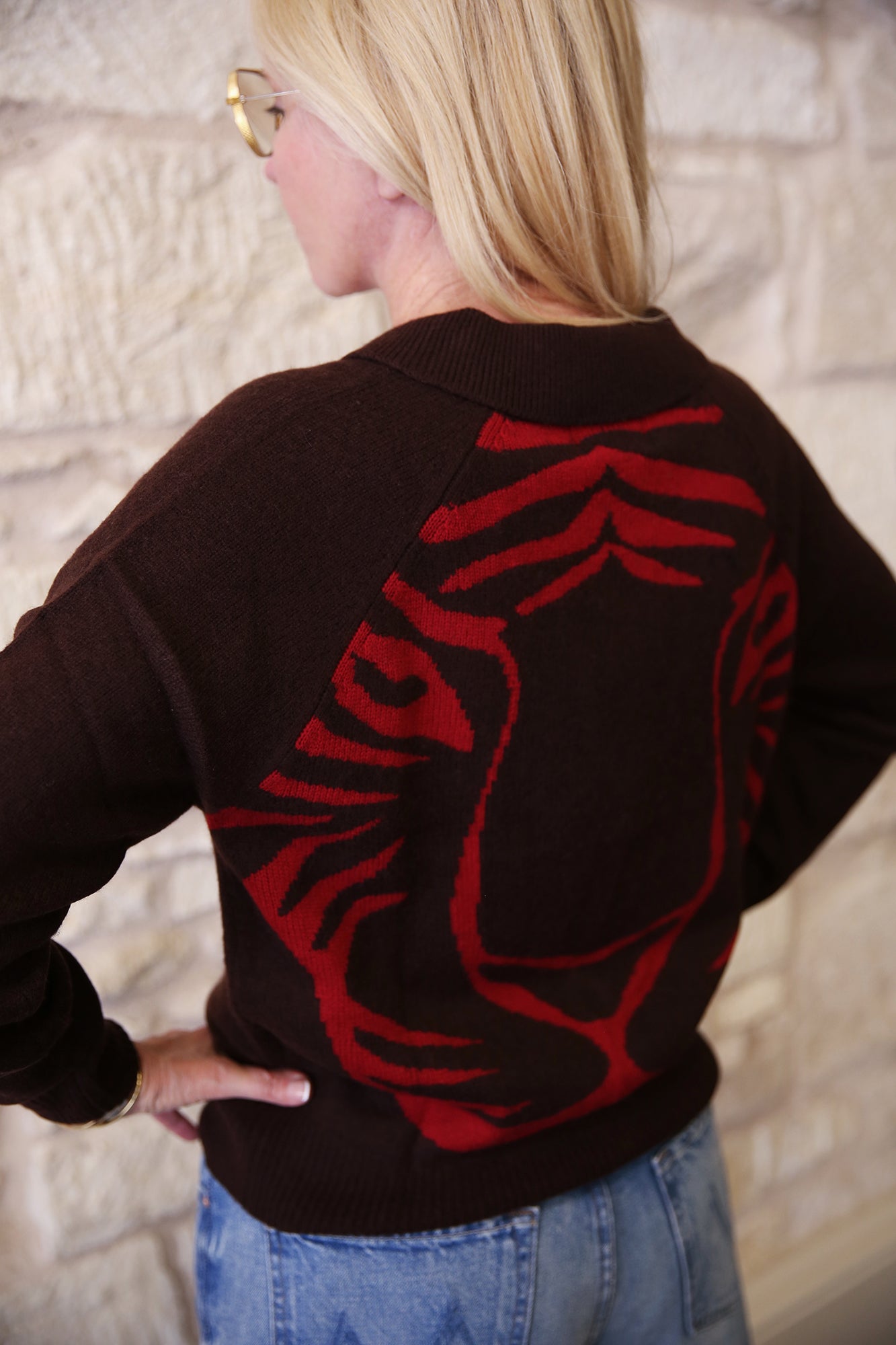 Cashmere Wool Tiger Zip Up