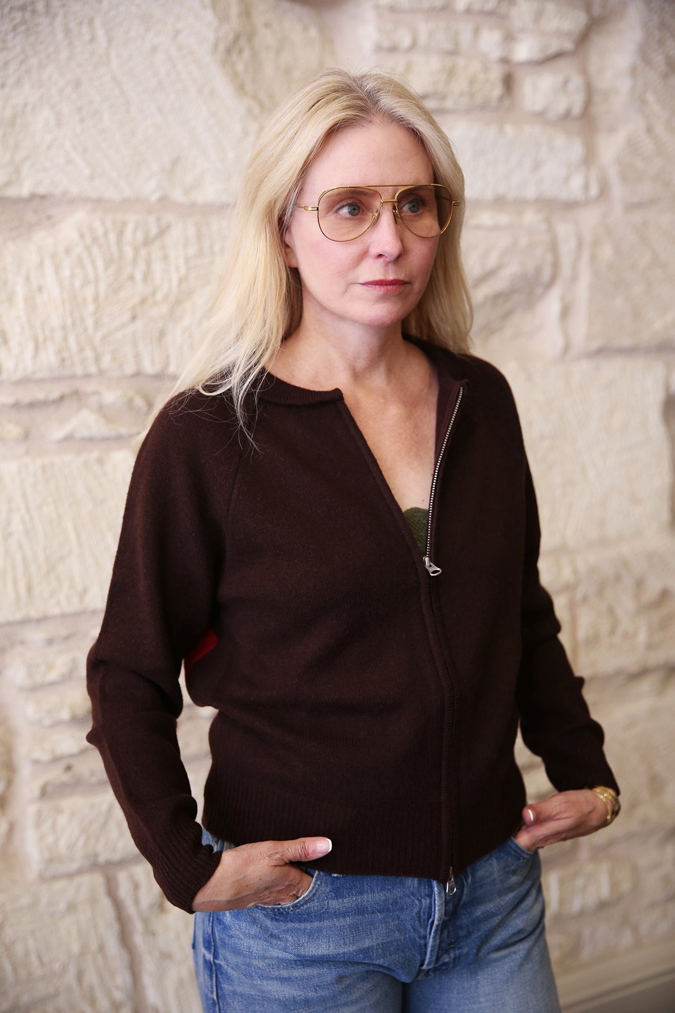 Cashmere Wool Tiger Zip Up