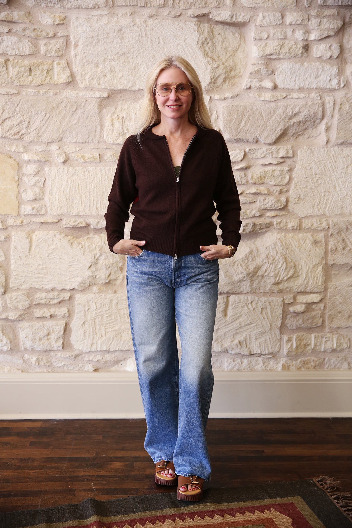 Cashmere Wool Tiger Zip Up