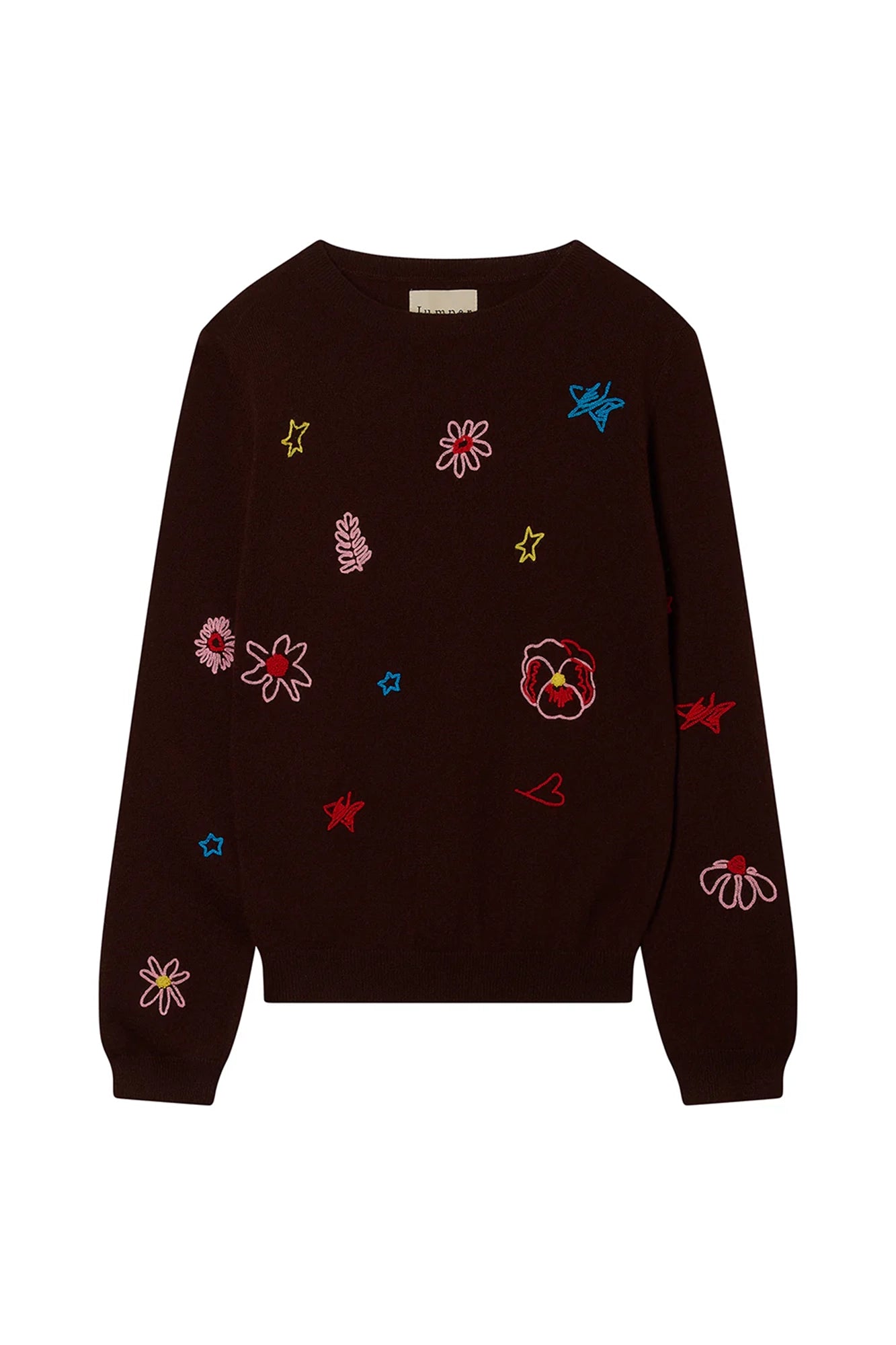 Cashmere Floral Tribute Crew Sweater