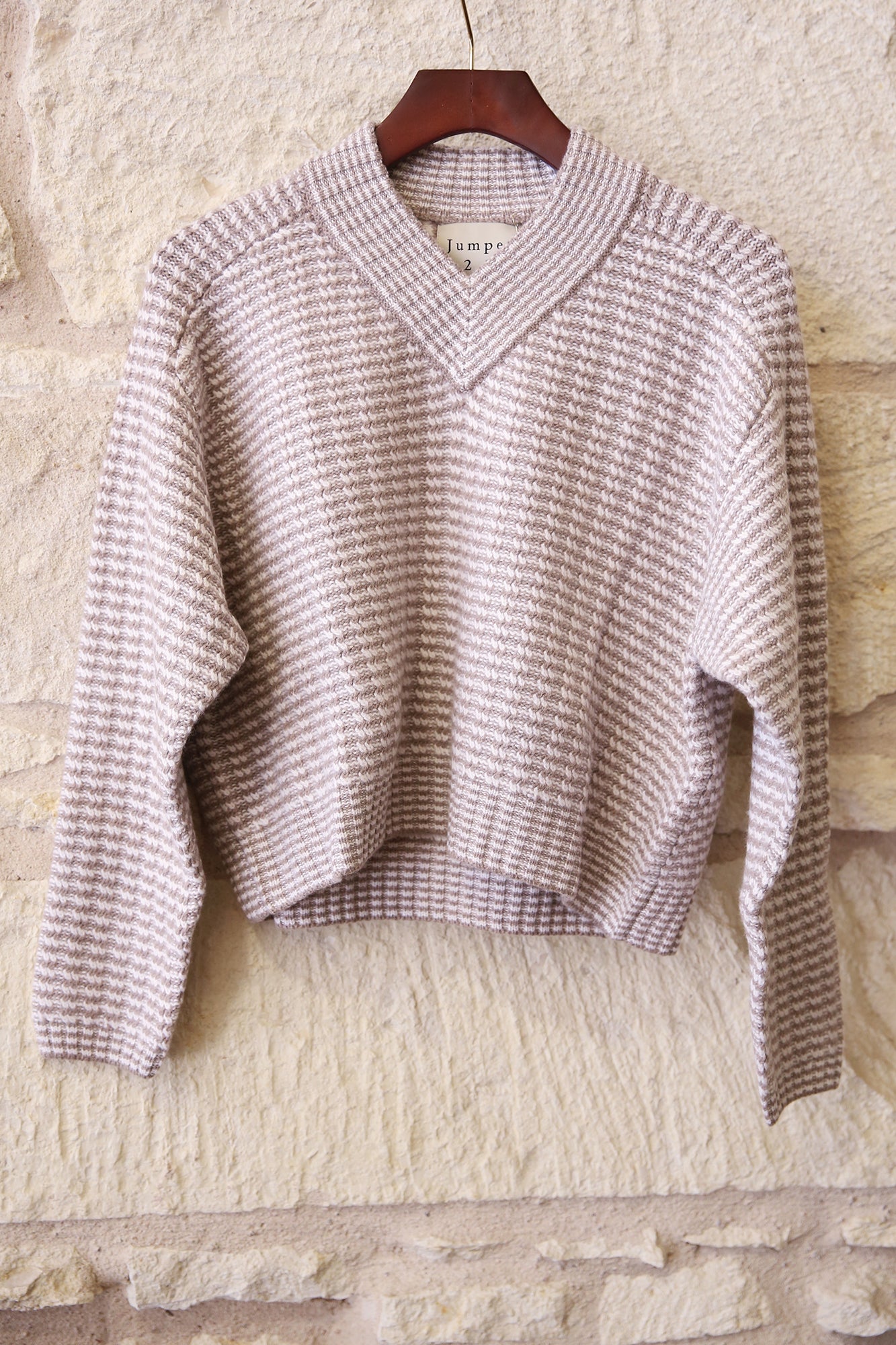Cashmere Wool Crop Rick Rack Vee Sweater