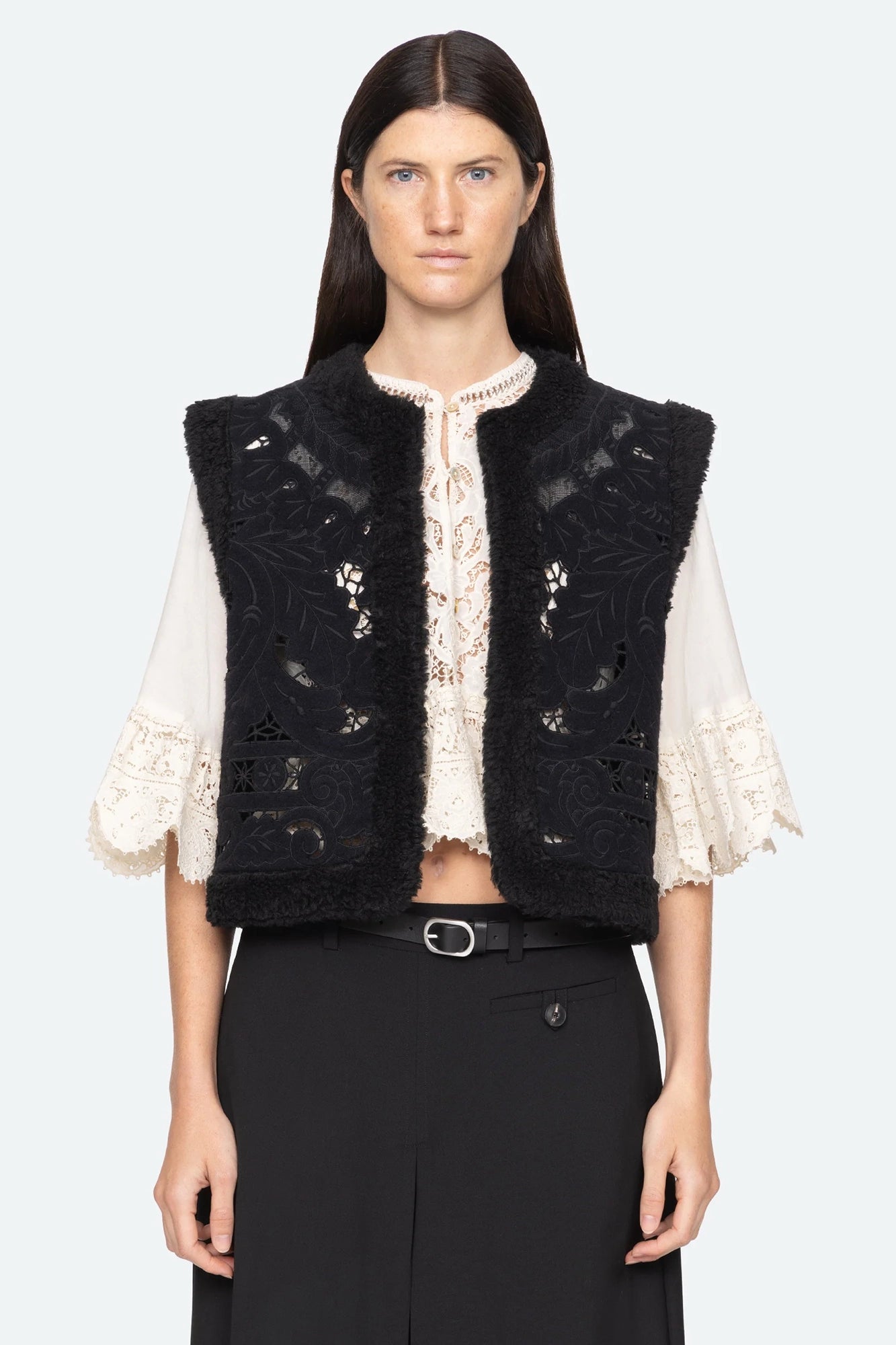 Ceci Embroidery Felt Vest