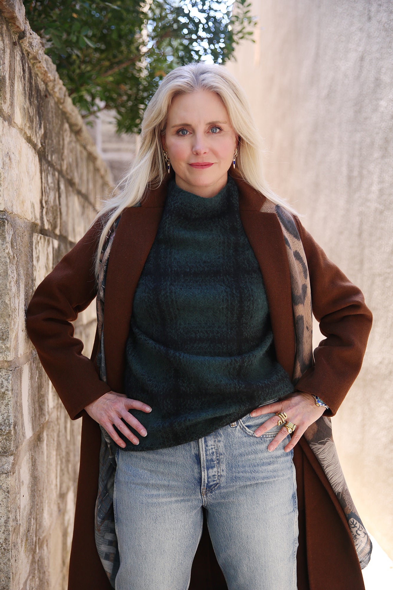 Classic Wool-Blend Straight Coat Deep Oak