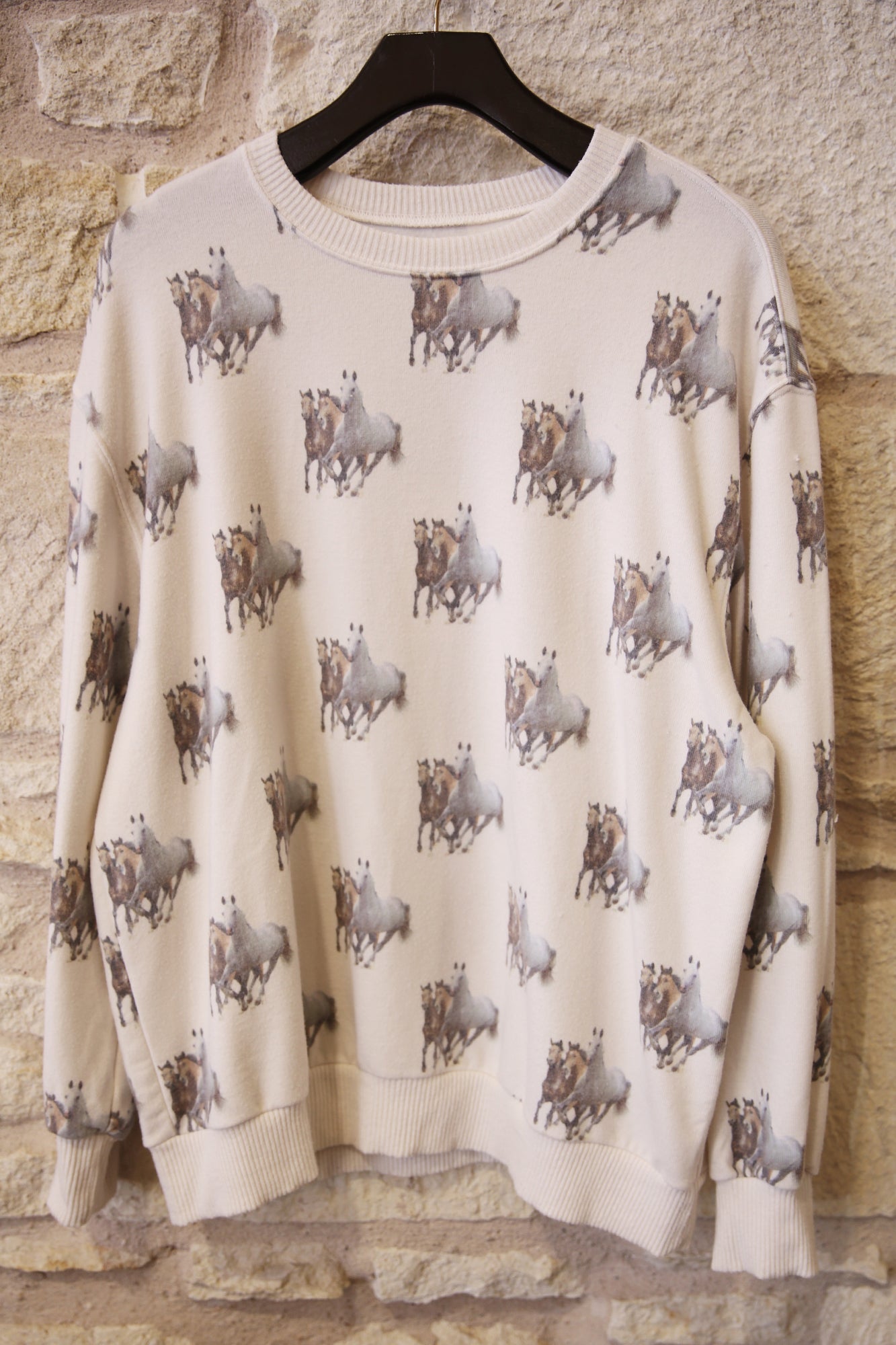 Cozy Oversized Top 3 Horses Bone