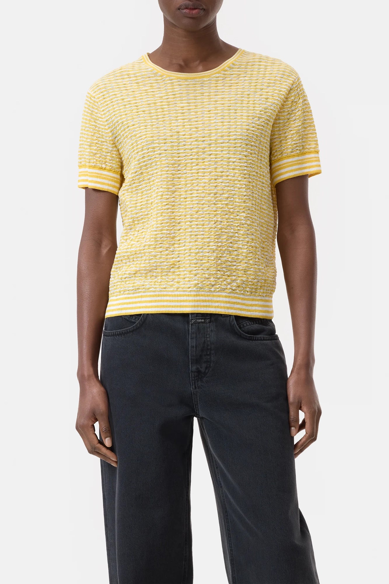 【n】 ROLL NECK SHORT KNIT TOPS Short Sleeve Knit Top with Rolled Neckline – StoneFlowers
