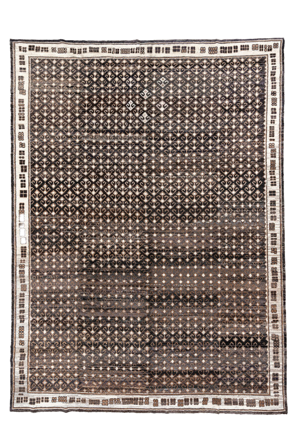 10'8" x 14'3" Kars Gold and Black Rug