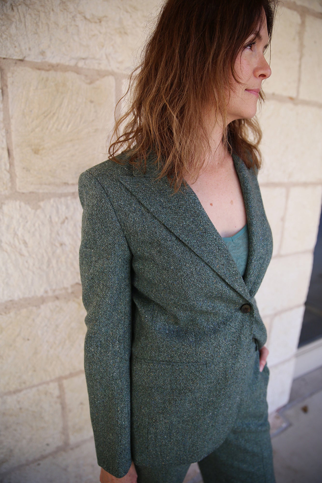 Donegal Tweed Peak Lapel Blazer Ivy Vine Multi