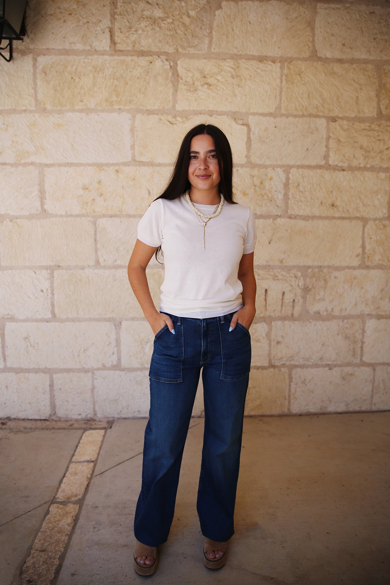 Double-Layer Knit T-Shirt Bell Combo