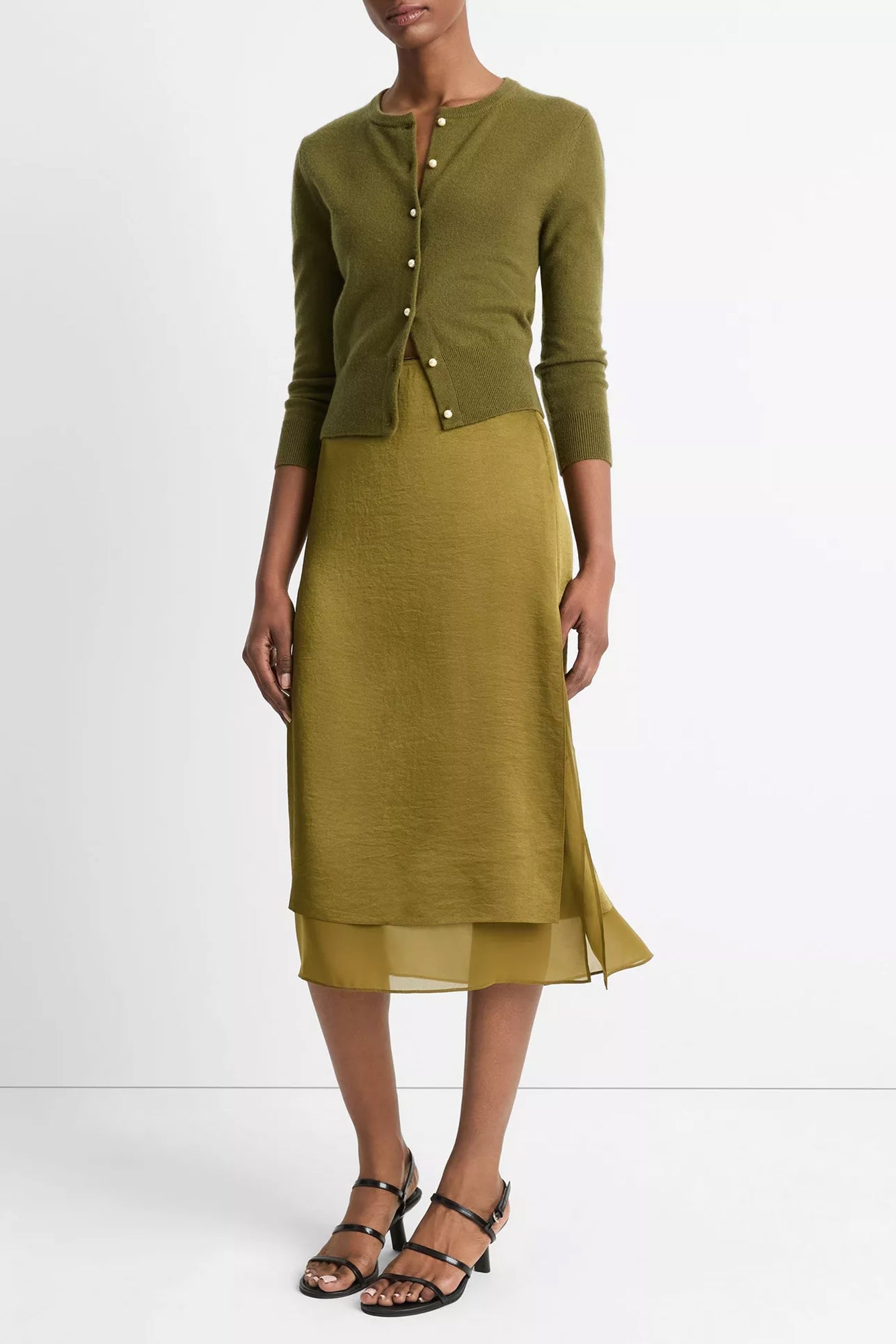 Double Side-Slit Straight Skirt Laurel