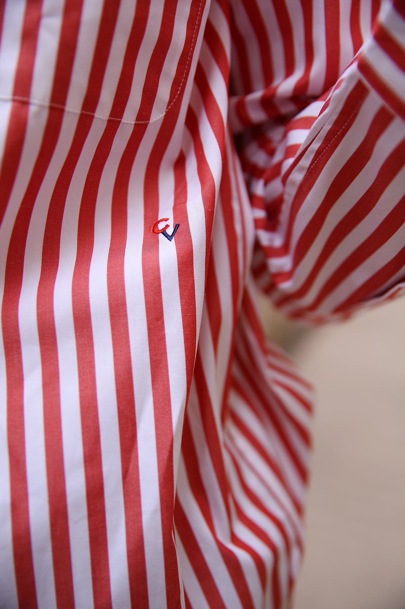 Emilette Oversized Shirt Red & Cream Stripe