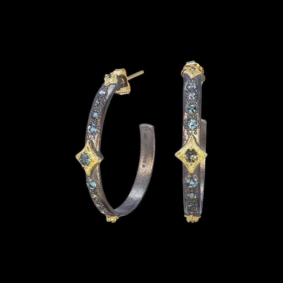 30MM London Blue Topaz Crivelli Hoop Earring