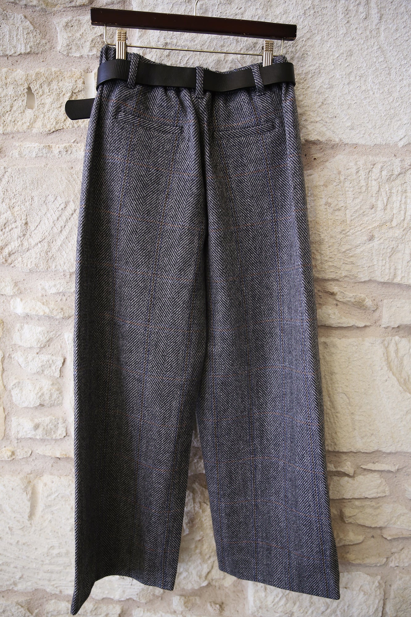 Eleni Denim Combo Pants w/ Leather Belt