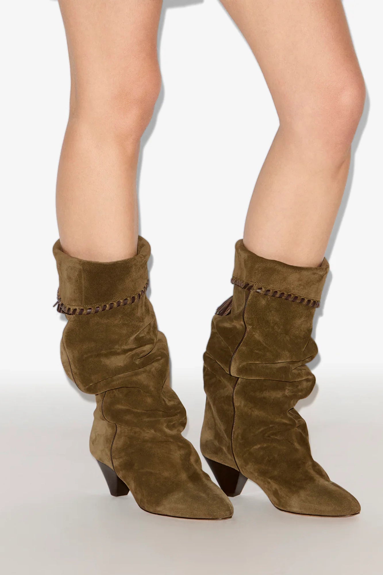 Elita Draped Sued Calfskin Leather Boots