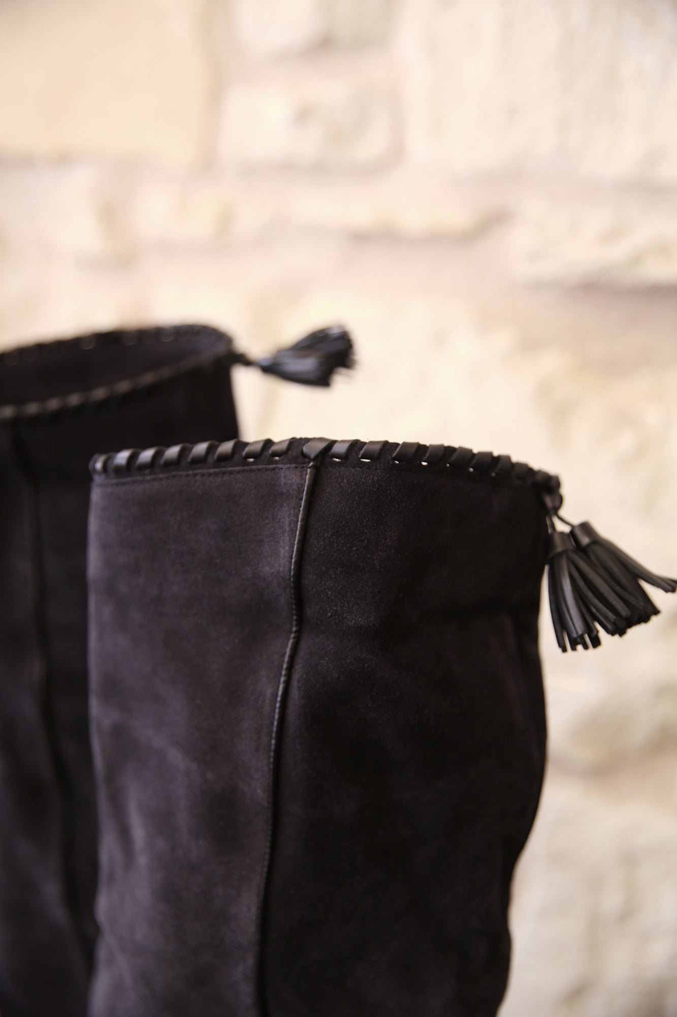 Elita Draped Sued Calfskin Leather Boots