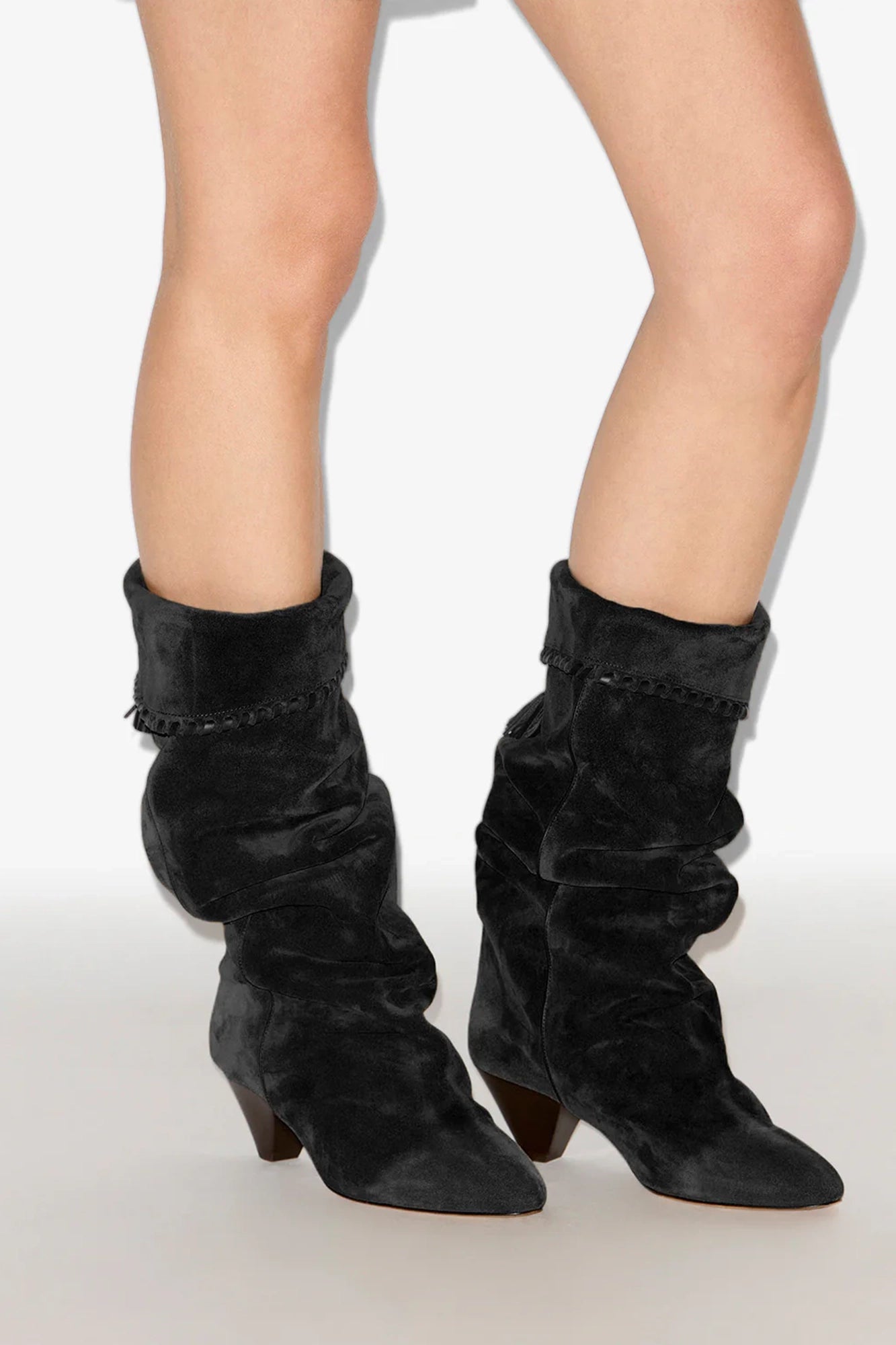 Elita Draped Sued Calfskin Leather Boots