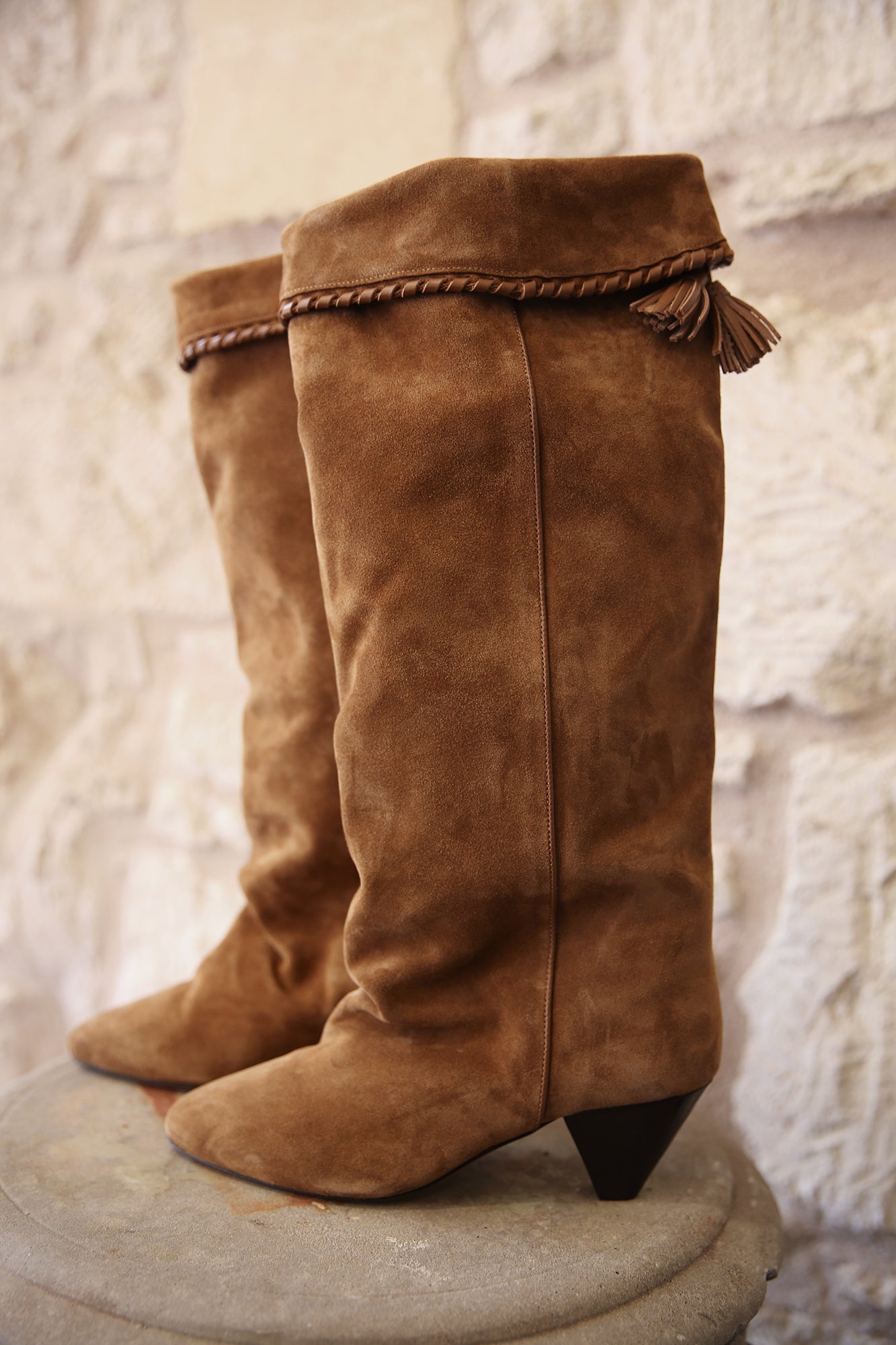 Elita Draped Sued Calfskin Leather Boots