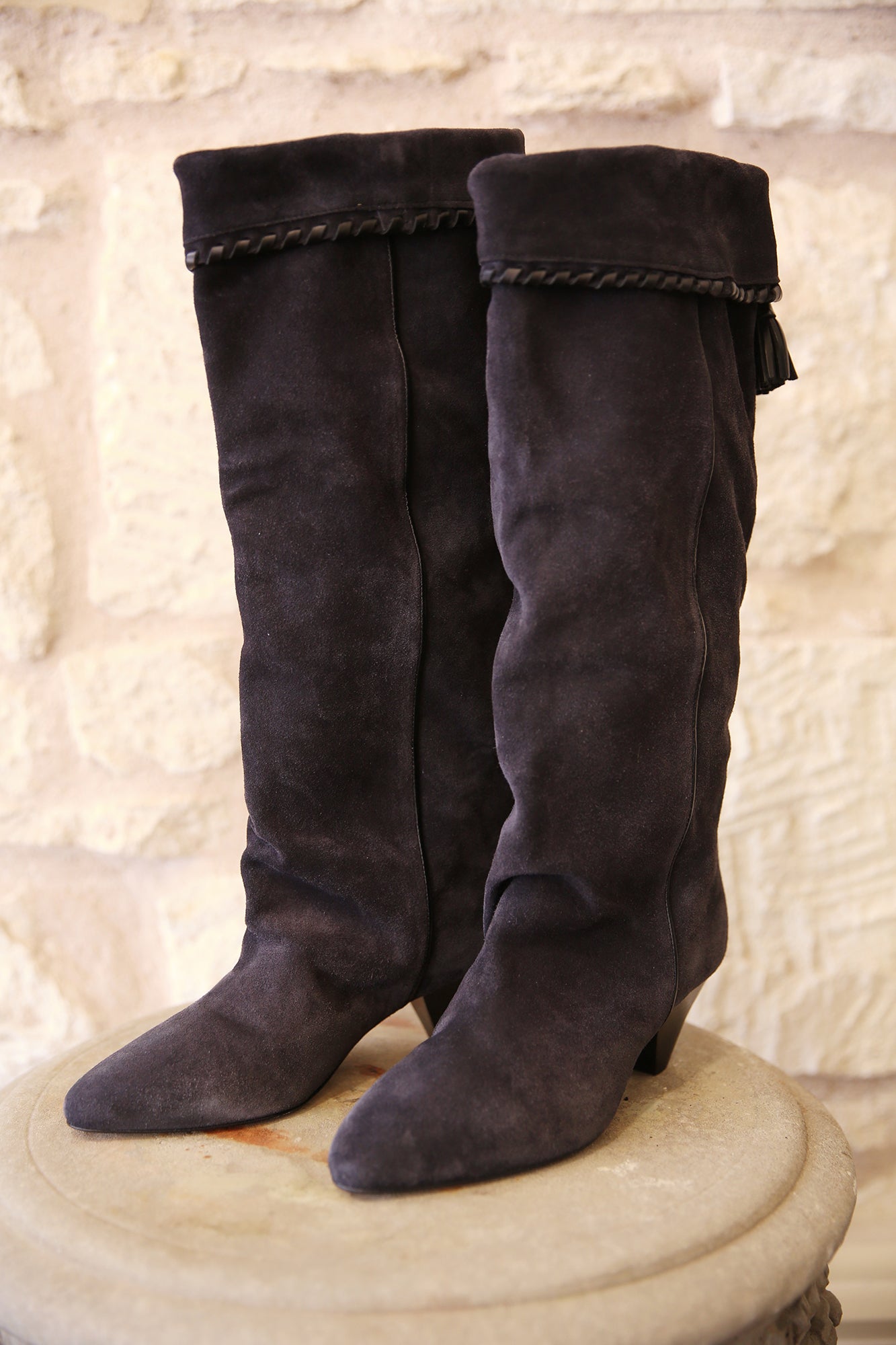 Elita Draped Sued Calfskin Leather Boots