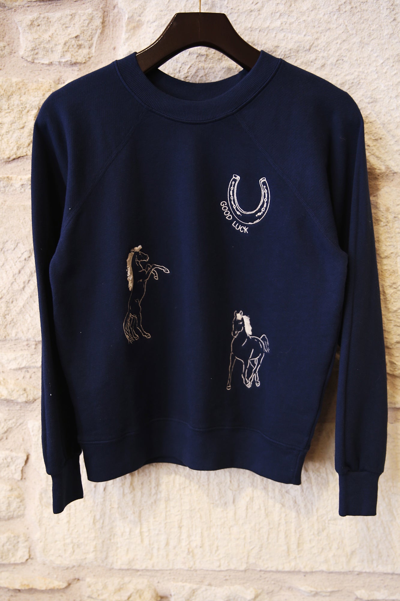 Embroidered Favorite Sweatshirt Indigo Horses