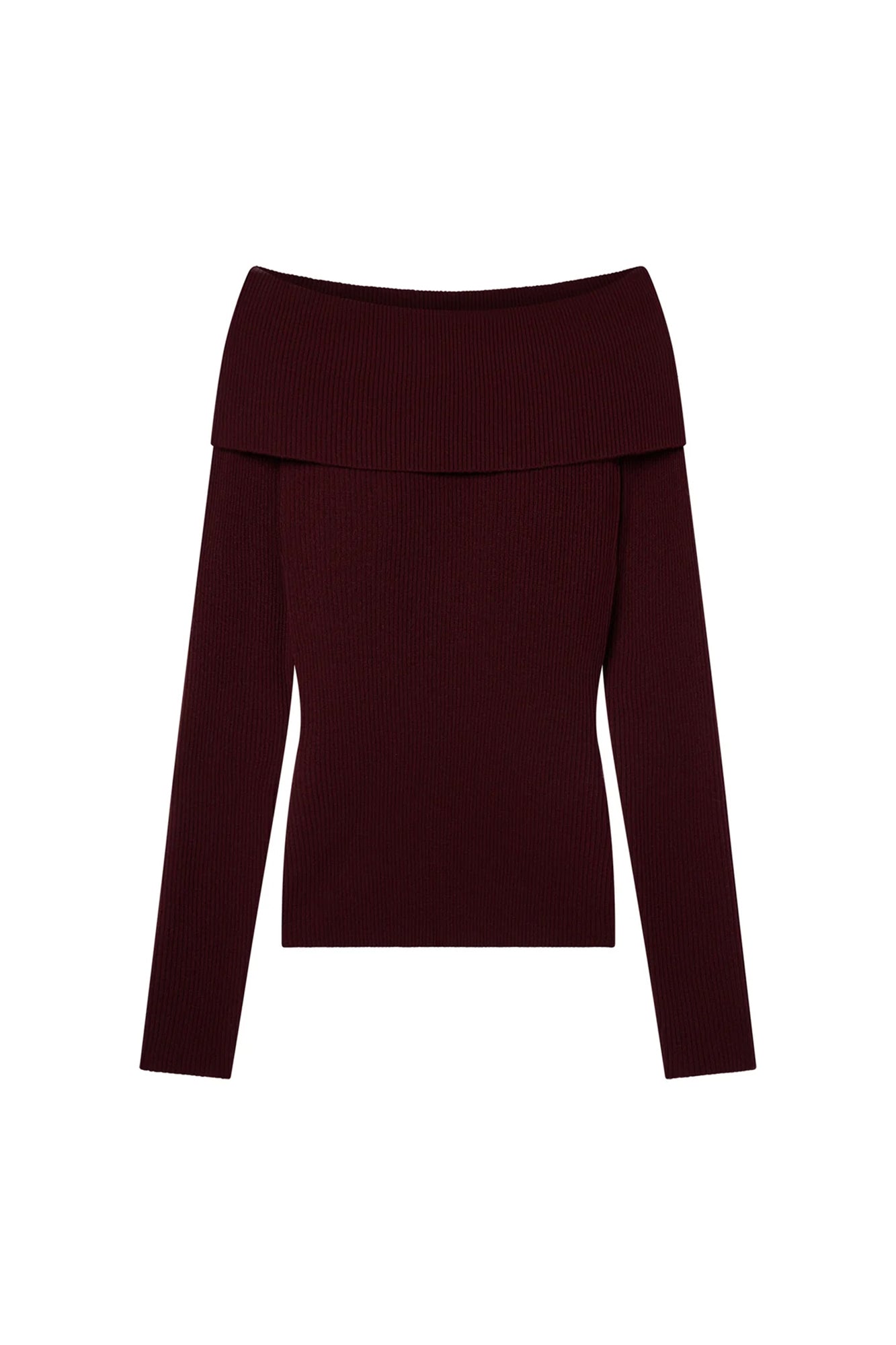 Evelyn Merino Off Shoulder Top Burgundy