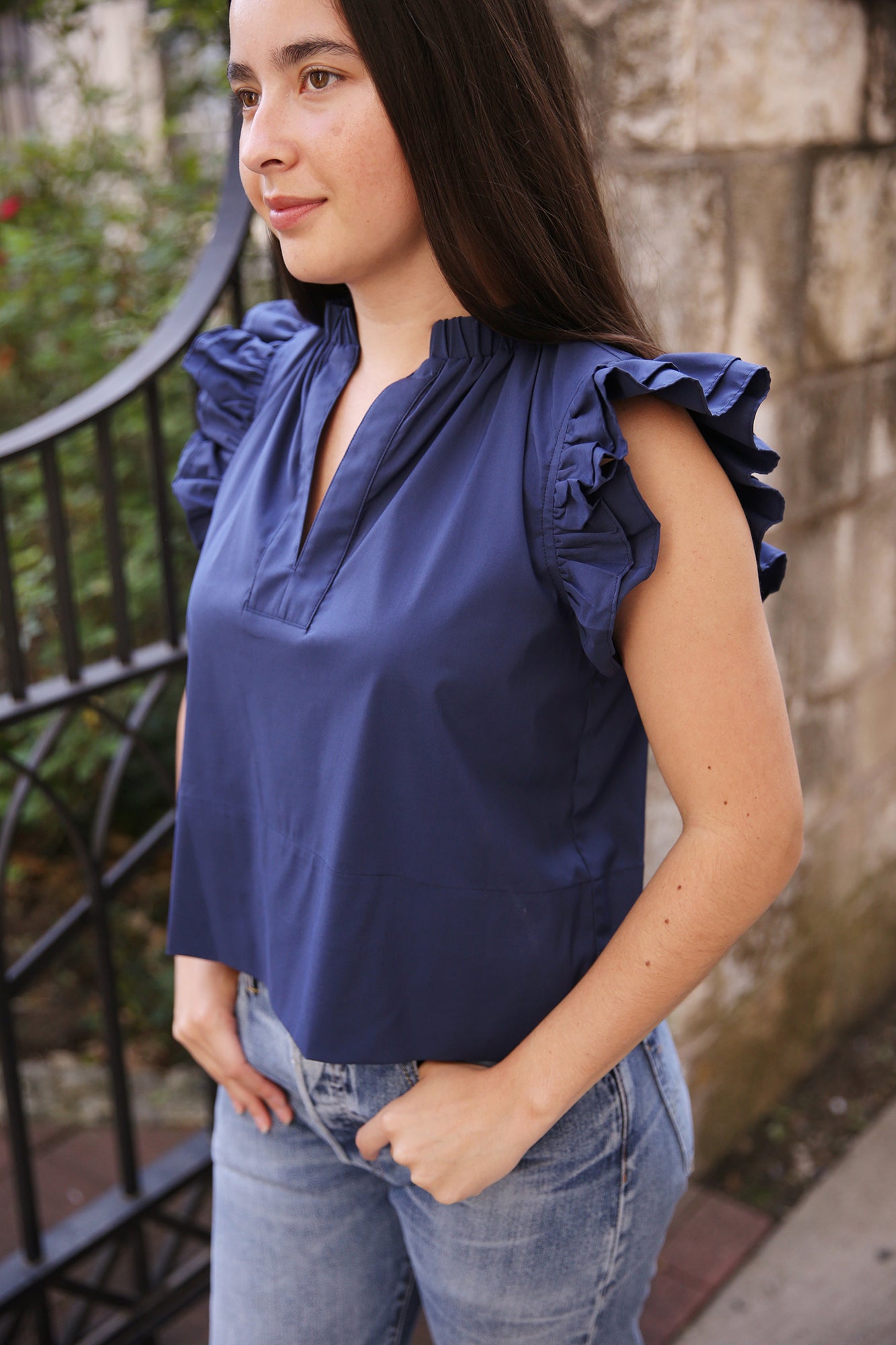 Remy Top Solid Silky Poplin