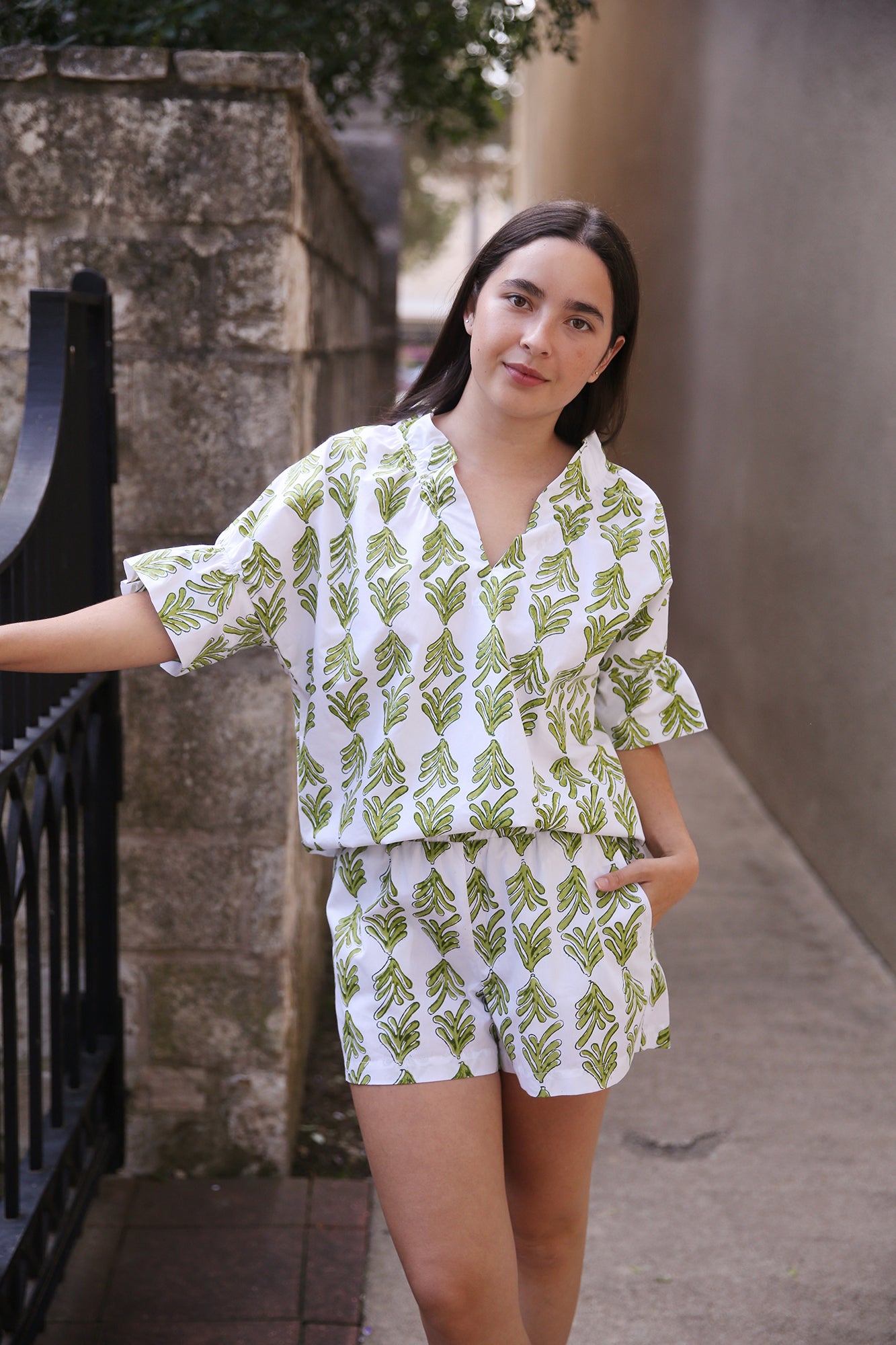 Seaside Shorts Mended Palmetto Print