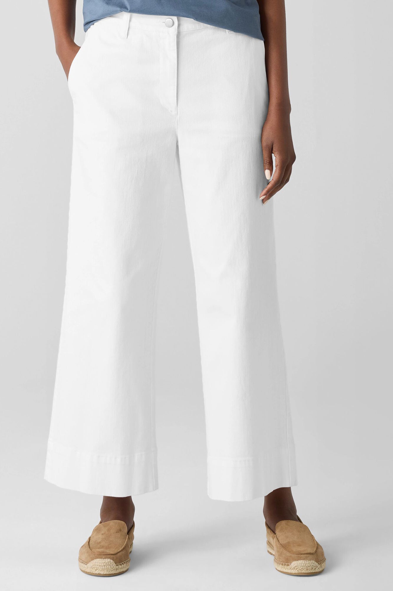 Garment-Dyed Organic Cotton Denim Wide-Leg Jean