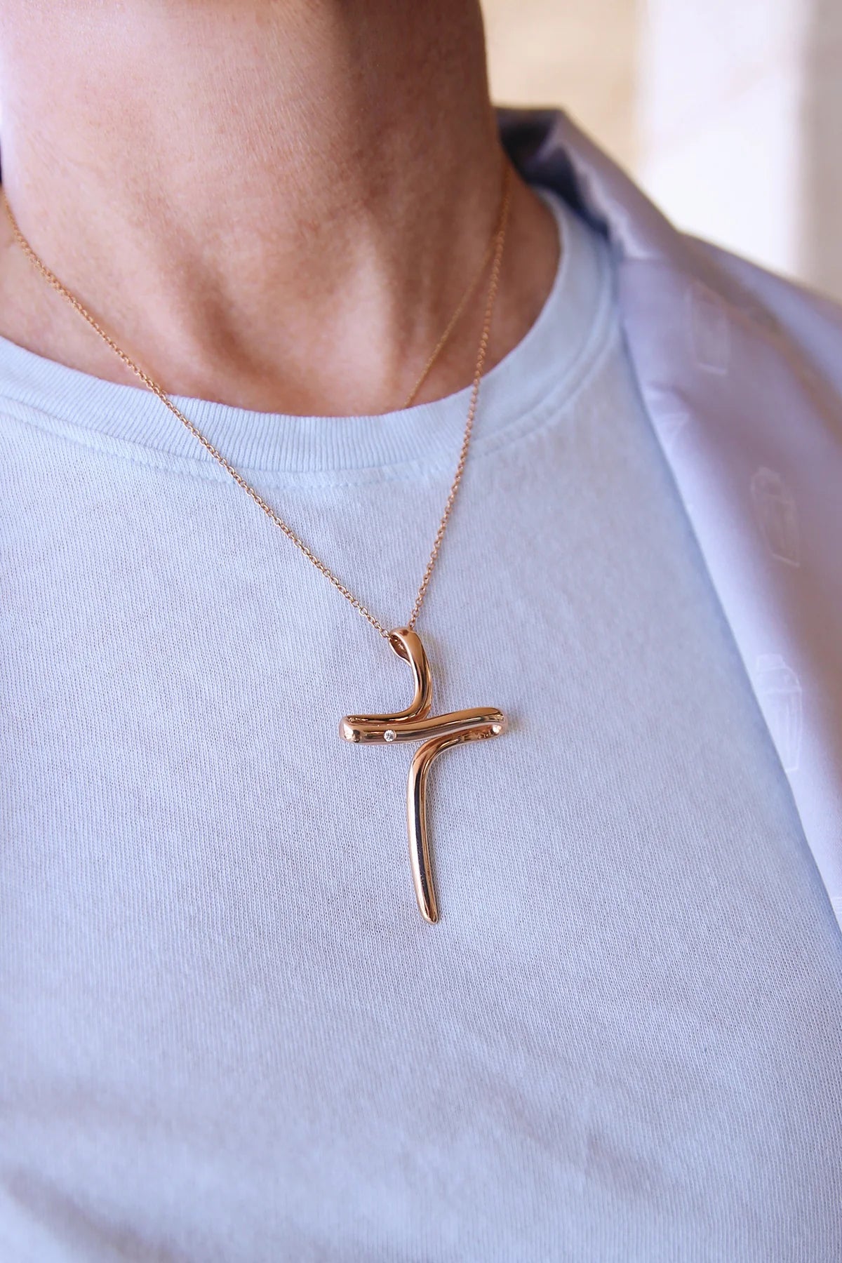 Ribbon Sz1 White Diamond Bezel Set Necklace