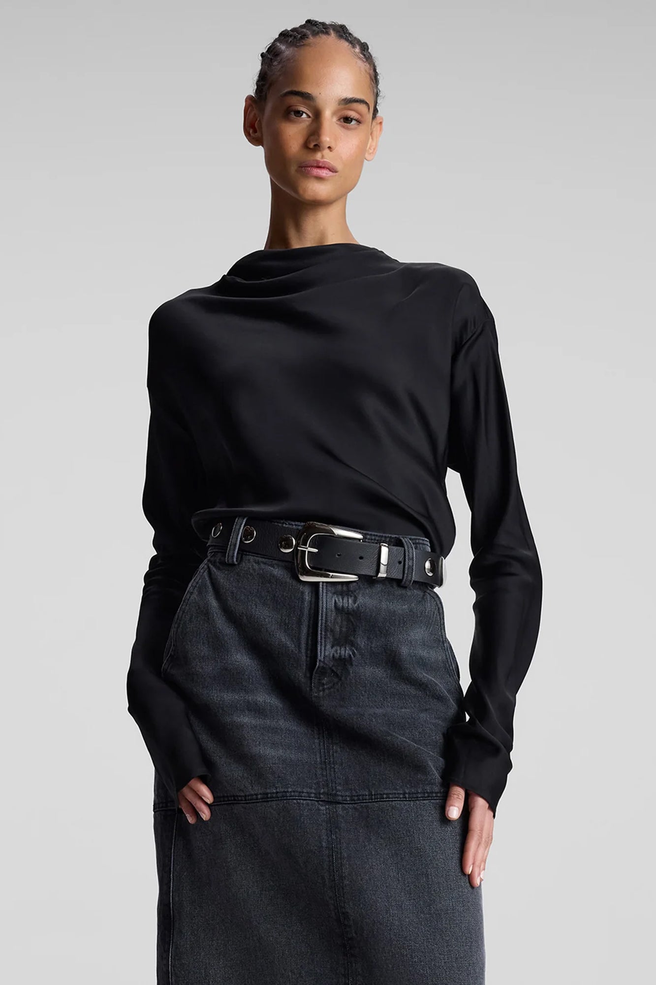 Georgia Satin Top Black