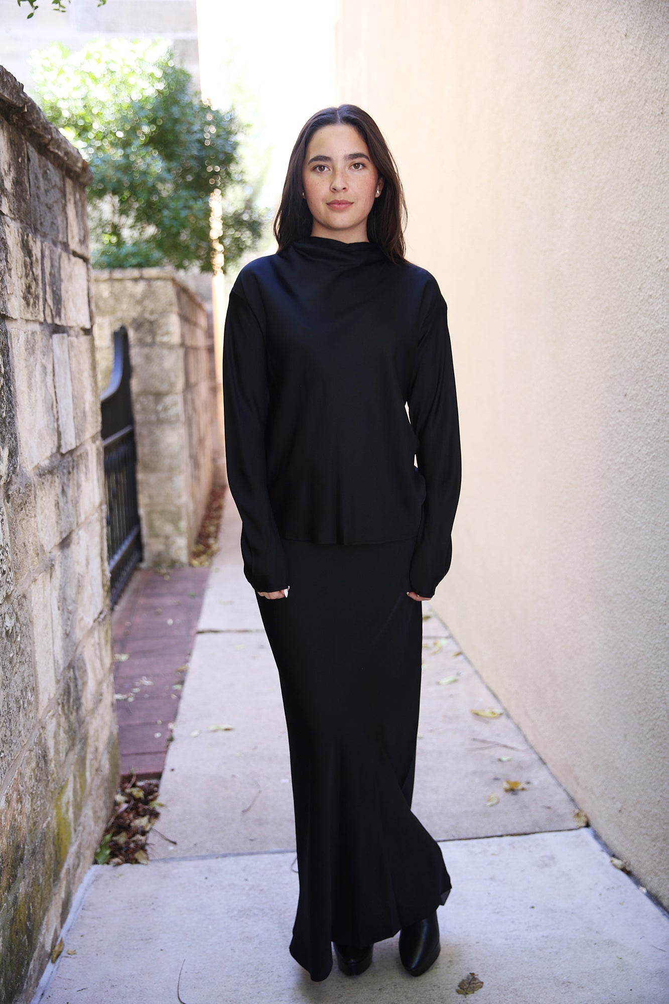 Georgia Satin Top Black