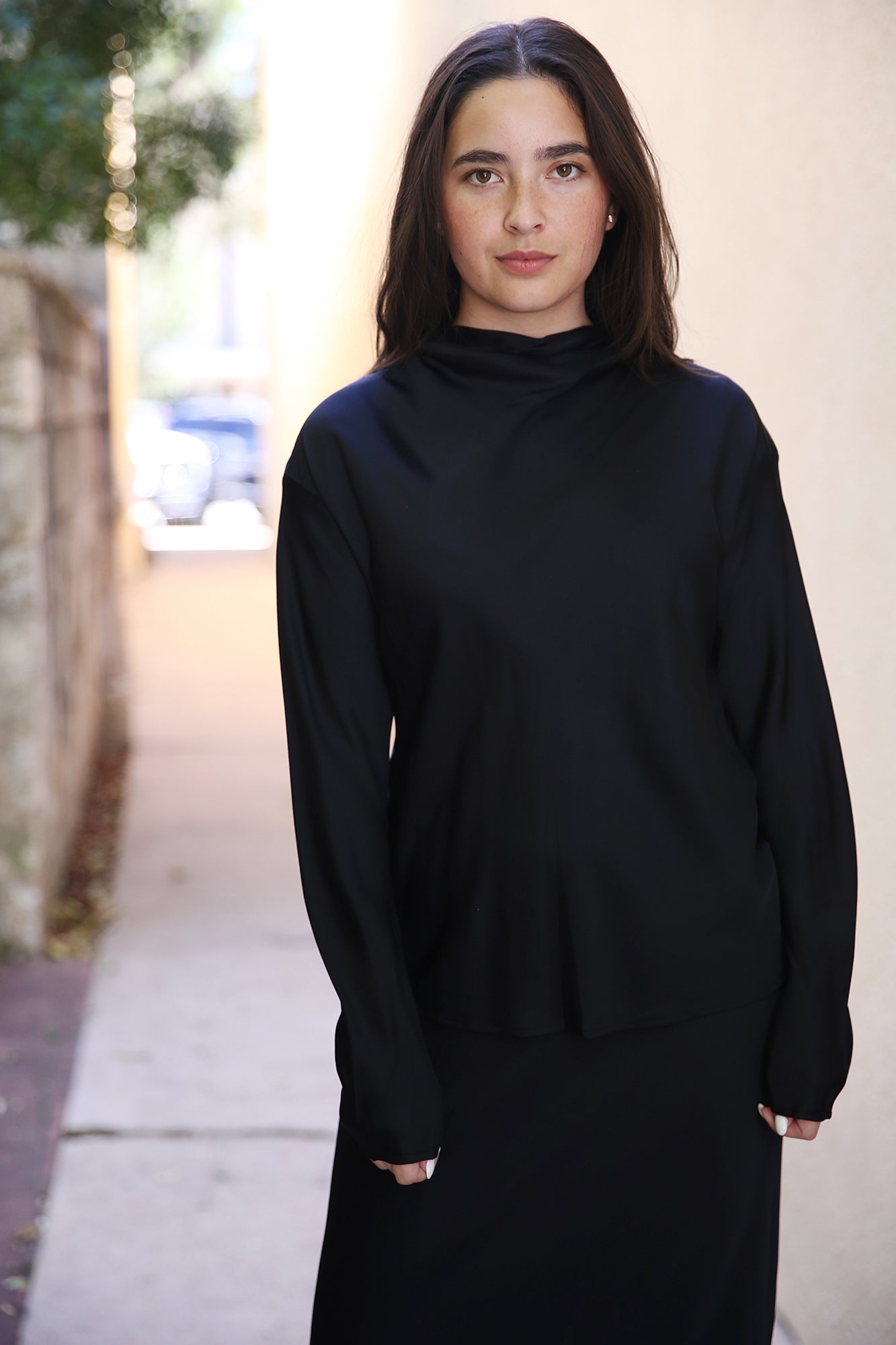 Georgia Satin Top Black
