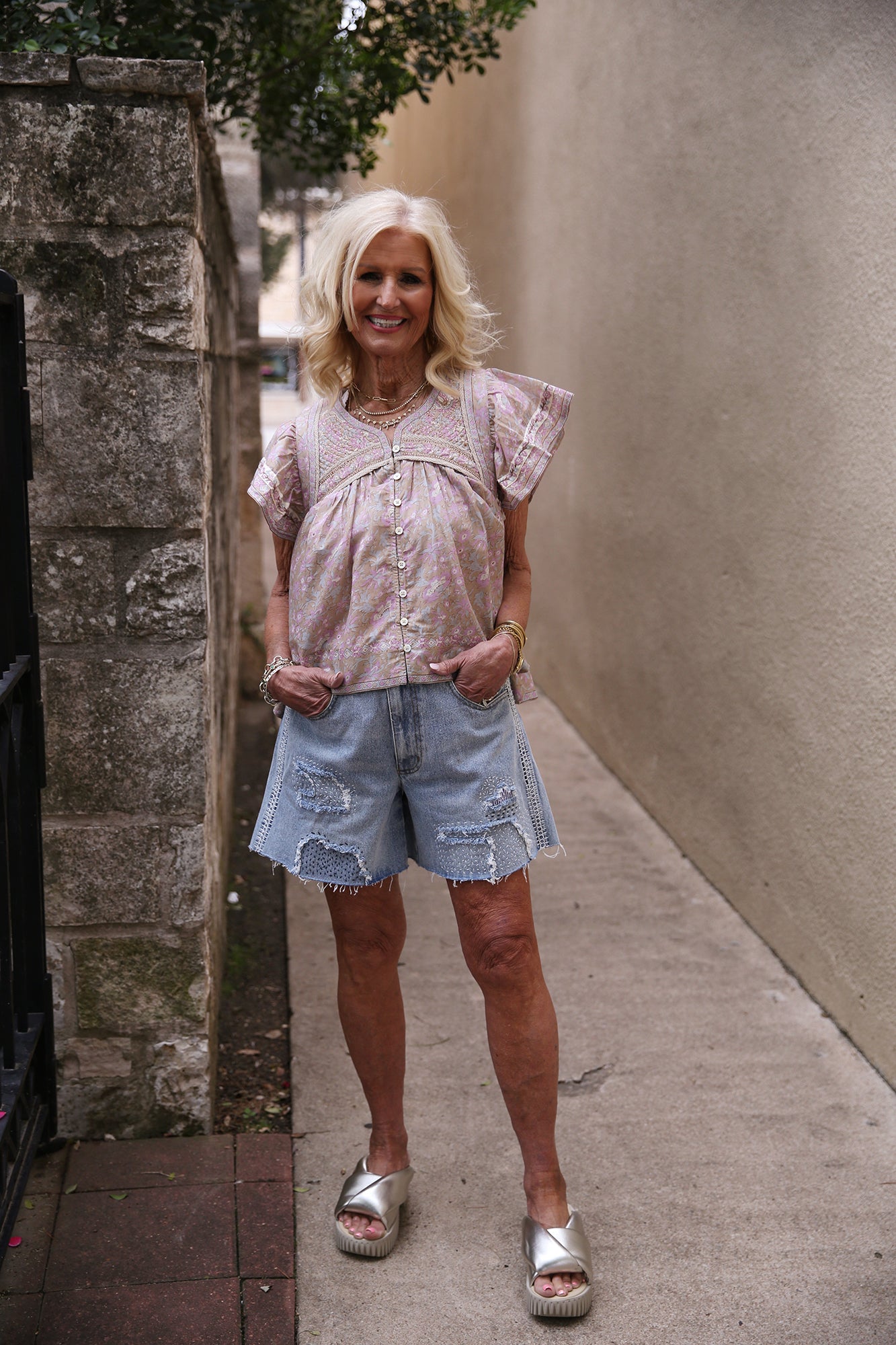 Gisela Print Flutter Sleeve Top