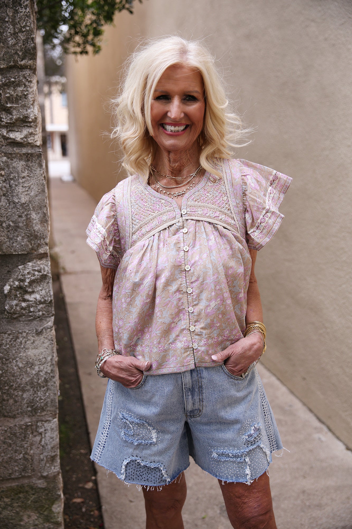Gisela Print Flutter Sleeve Top