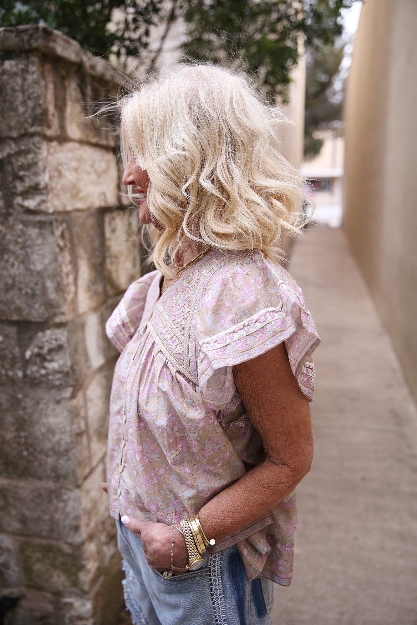 Gisela Print Flutter Sleeve Top