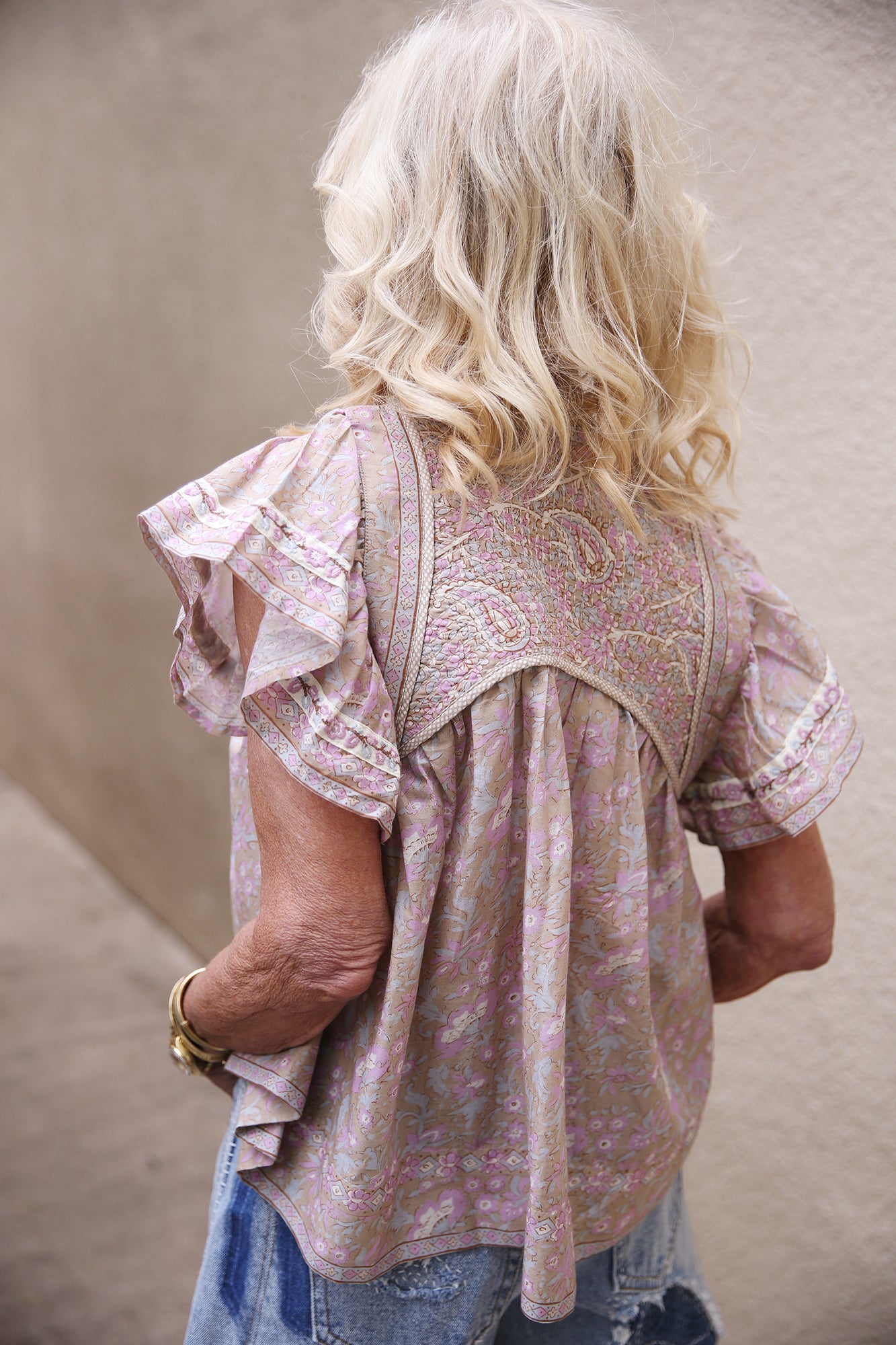 Gisela Print Flutter Sleeve Top
